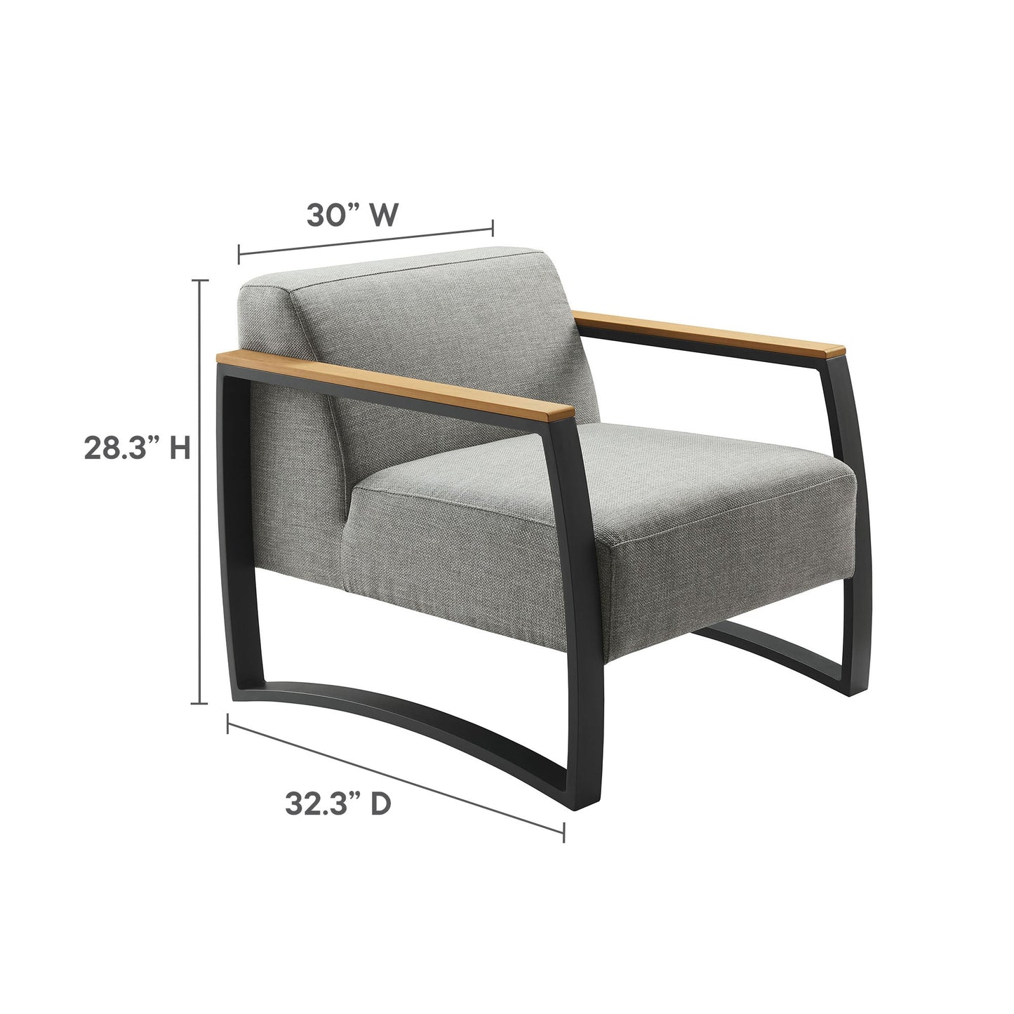 Sauve Outdoor Patio Aluminum and Fabric Armchair by Modway EEI-6947-CHA-LGR