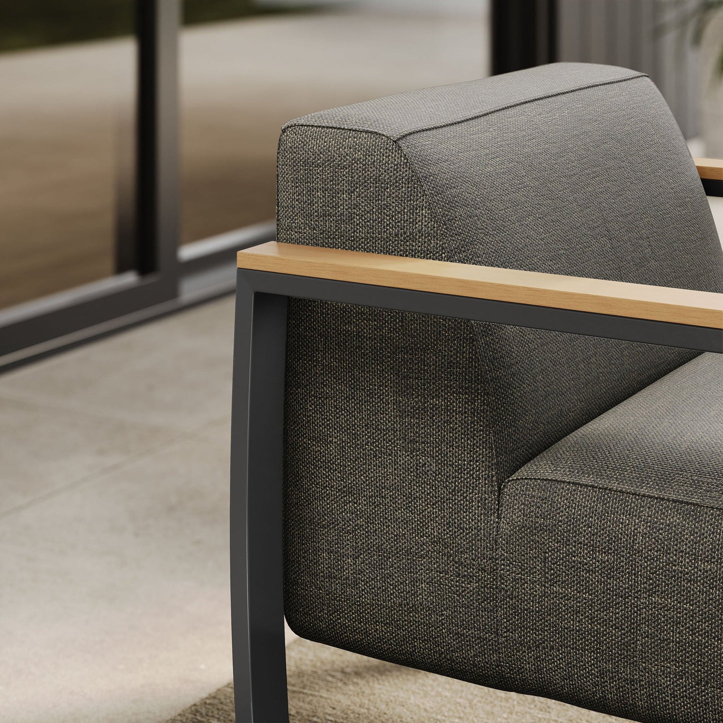 Sauve Outdoor Patio Aluminum and Fabric Armchair by Modway EEI-6947-CHA-SMO