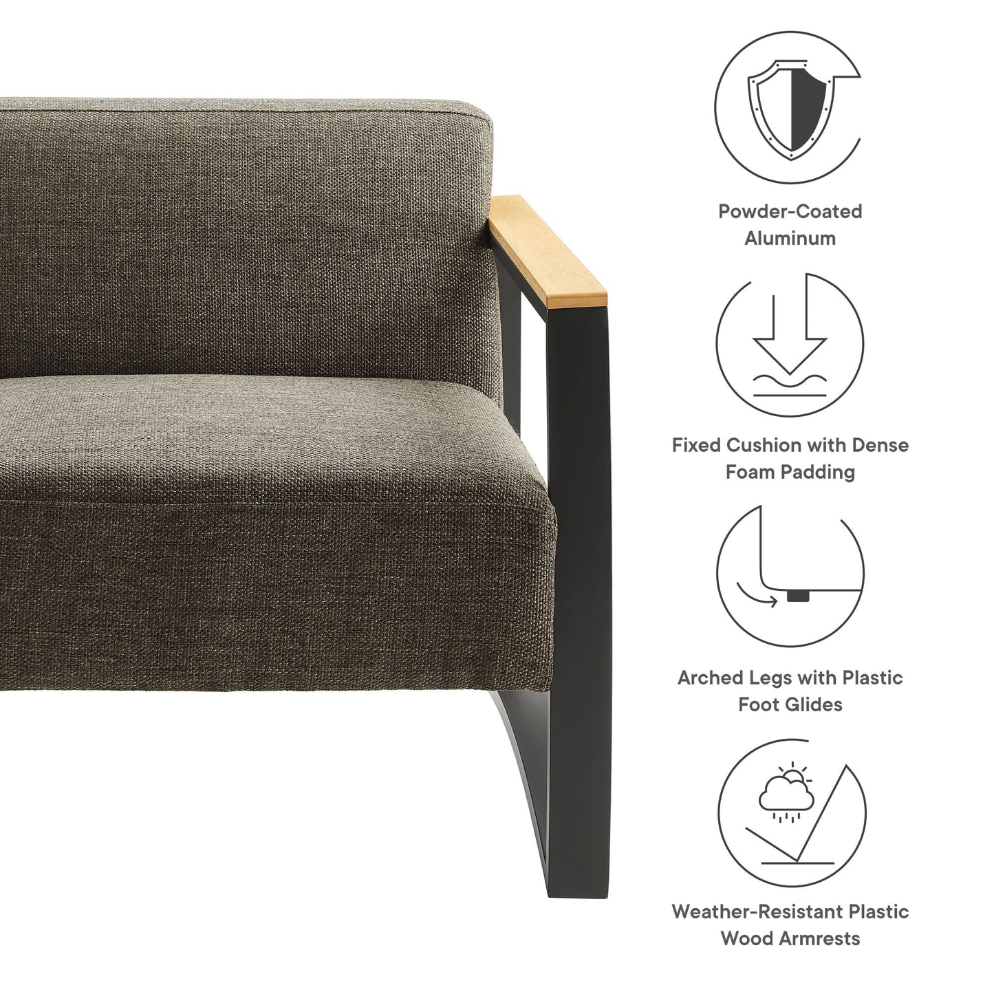 Sauve Outdoor Patio Aluminum and Fabric Armchair by Modway EEI-6947-CHA-SMO