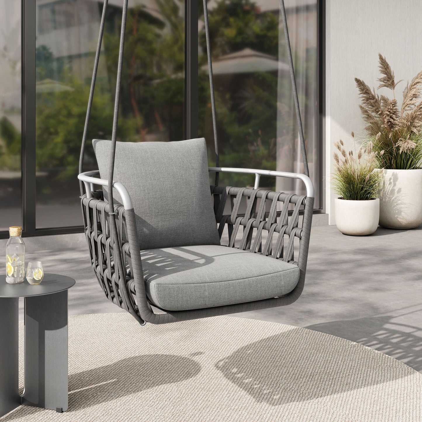 Kaliah Outdoor Patio Aluminum Swing Chair by Modway EEI-6949-LGR-WHI