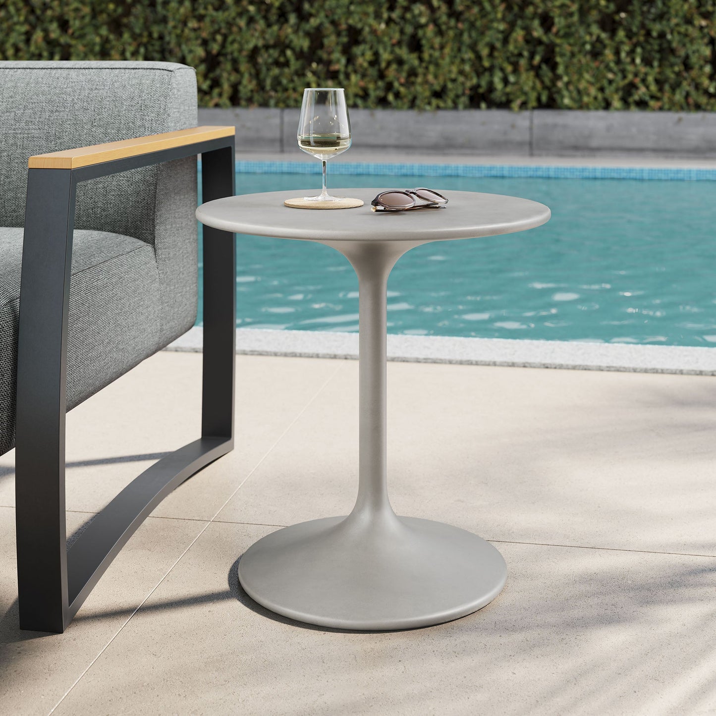 Esme Outdoor Patio Outdoor Patio Concrete Side Table by Modway EEI-6950-GRY