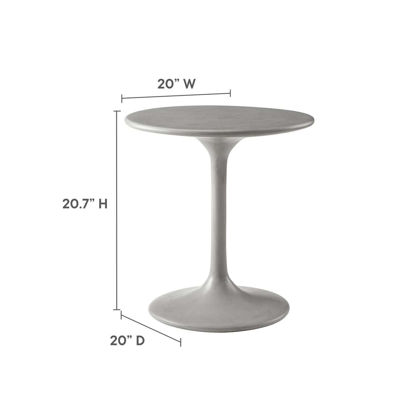 Esme Outdoor Patio Outdoor Patio Concrete Side Table by Modway EEI-6950-GRY