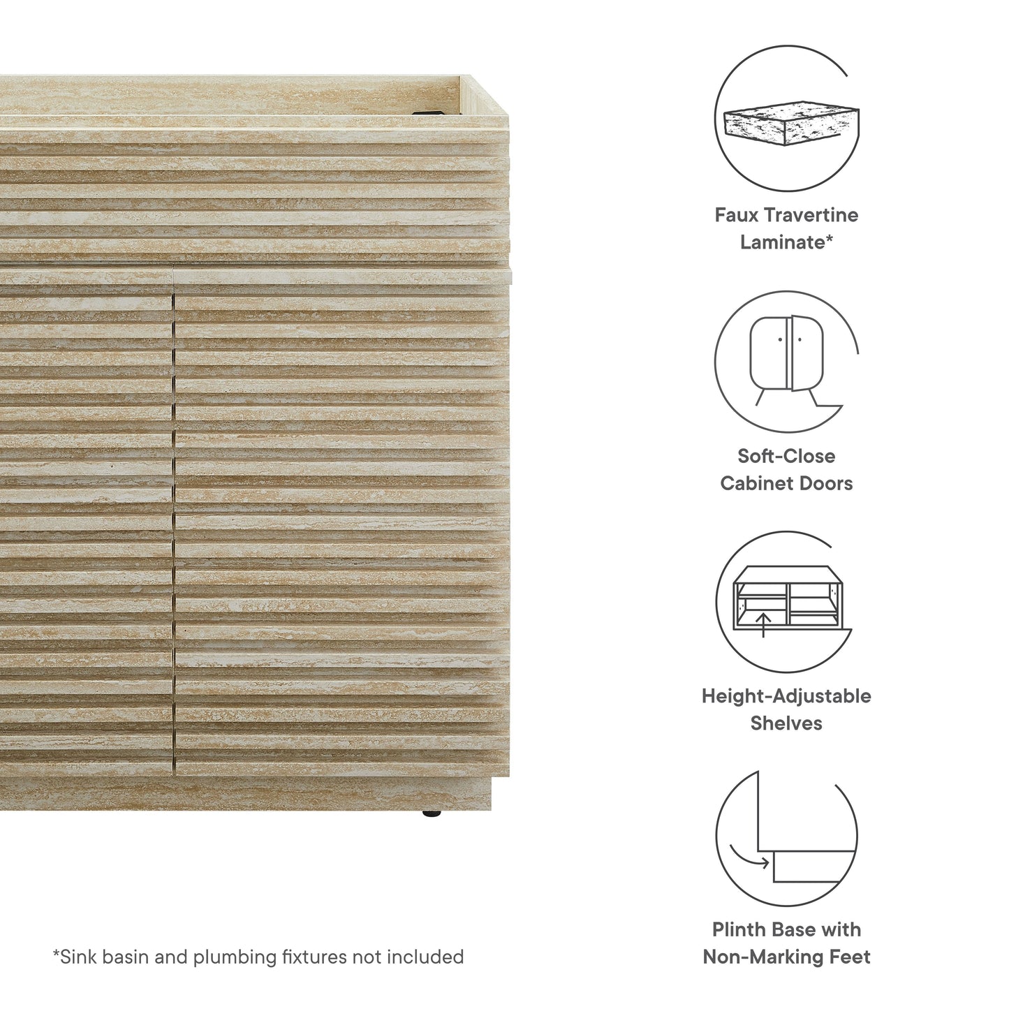 Render Faux Travertine Bathroom Vanity with Sink by Modway