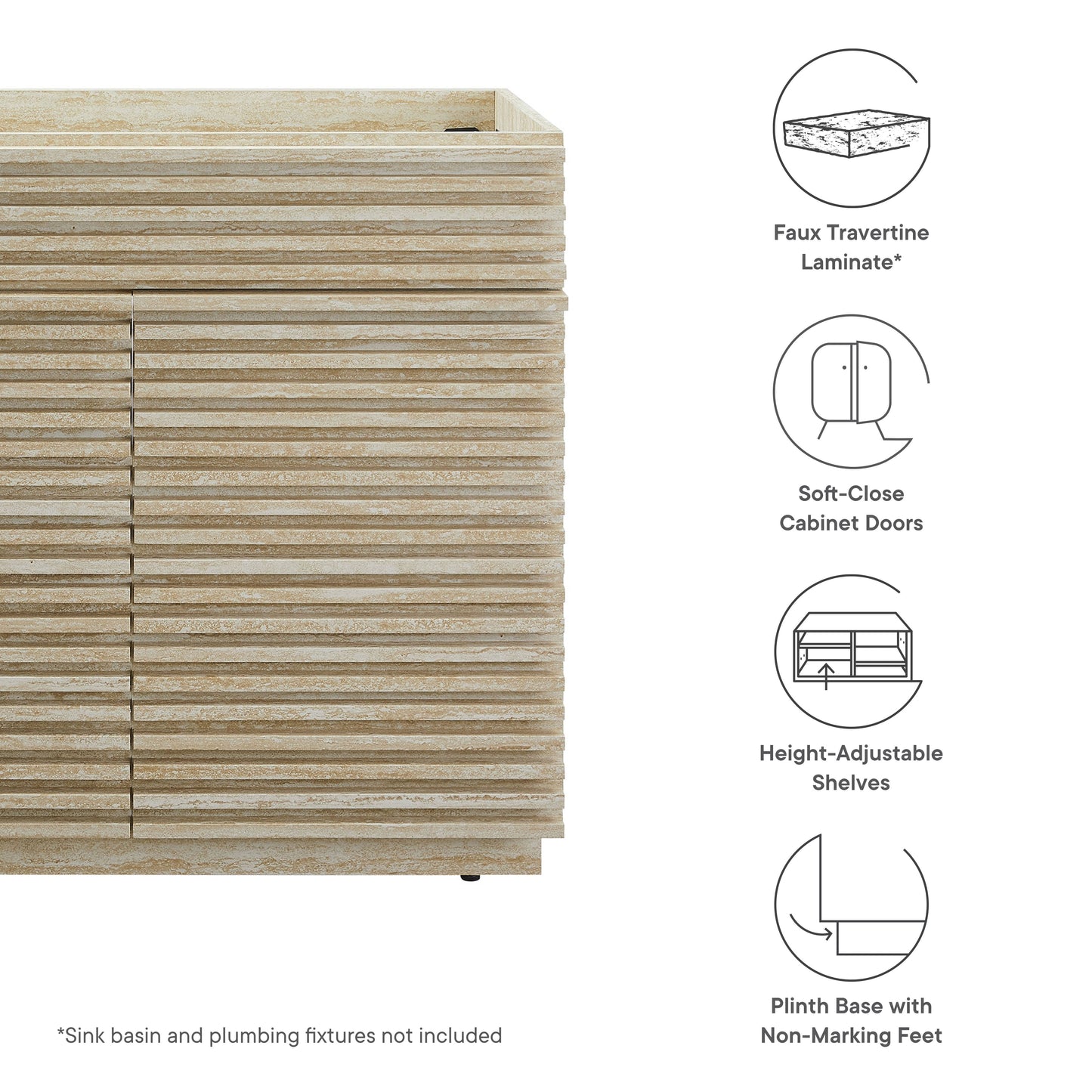 Render Faux Travertine Bathroom Vanity with Sink by Modway