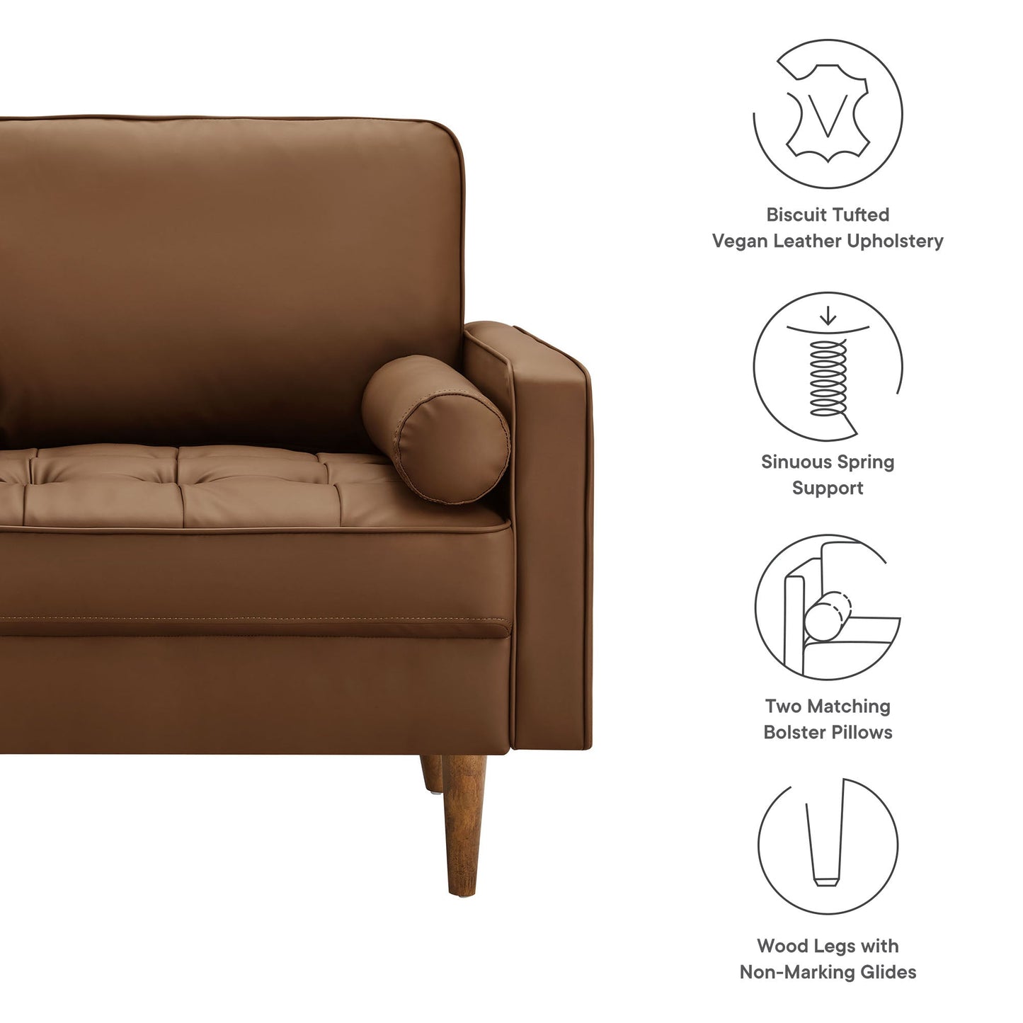 Valour Tufted Vegan Leather Accent Armchair by Modway EEI-6971-BRN