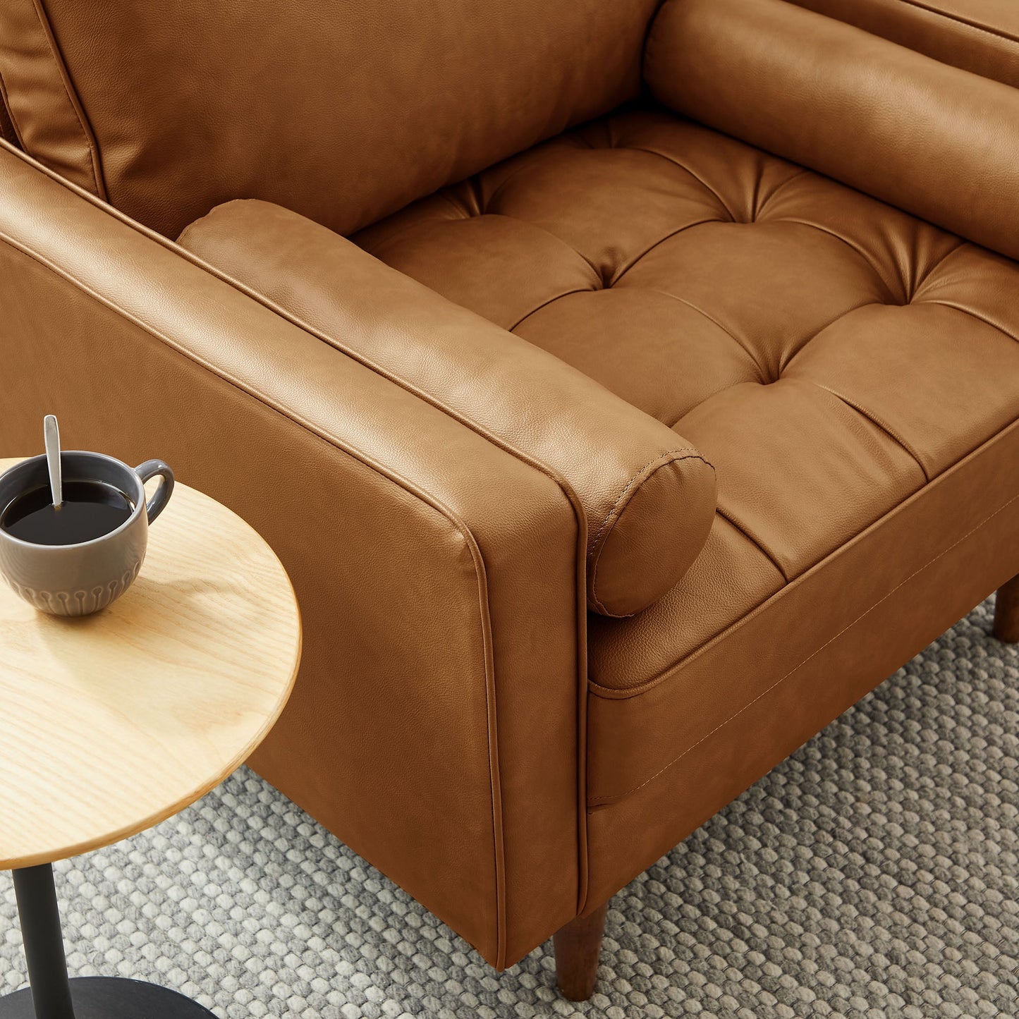 Valour Tufted Vegan Leather Accent Armchair by Modway EEI-6971-TAN