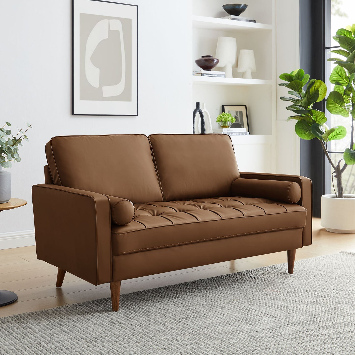 Valour Tufted Vegan Leather Loveseat by Modway EEI-6972-BRN