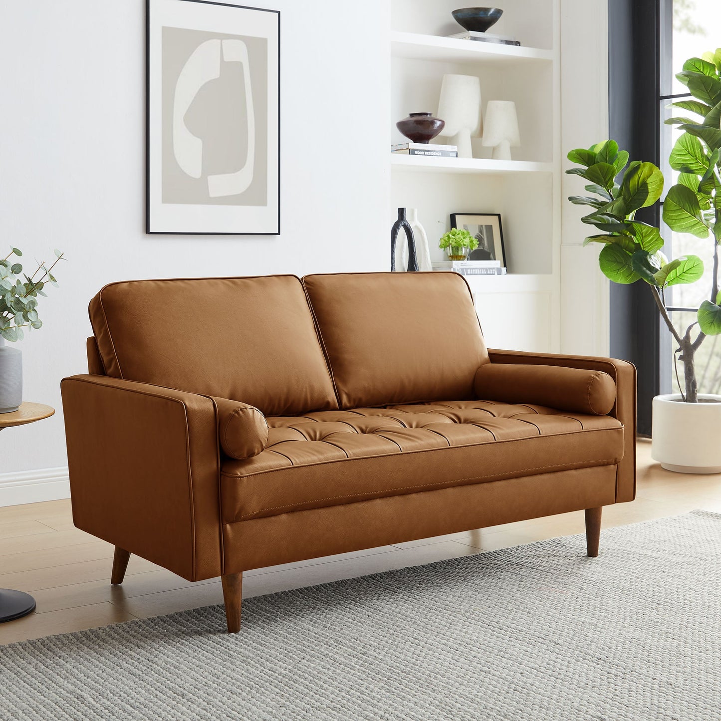 Valour Tufted Vegan Leather Loveseat by Modway EEI-6972-TAN