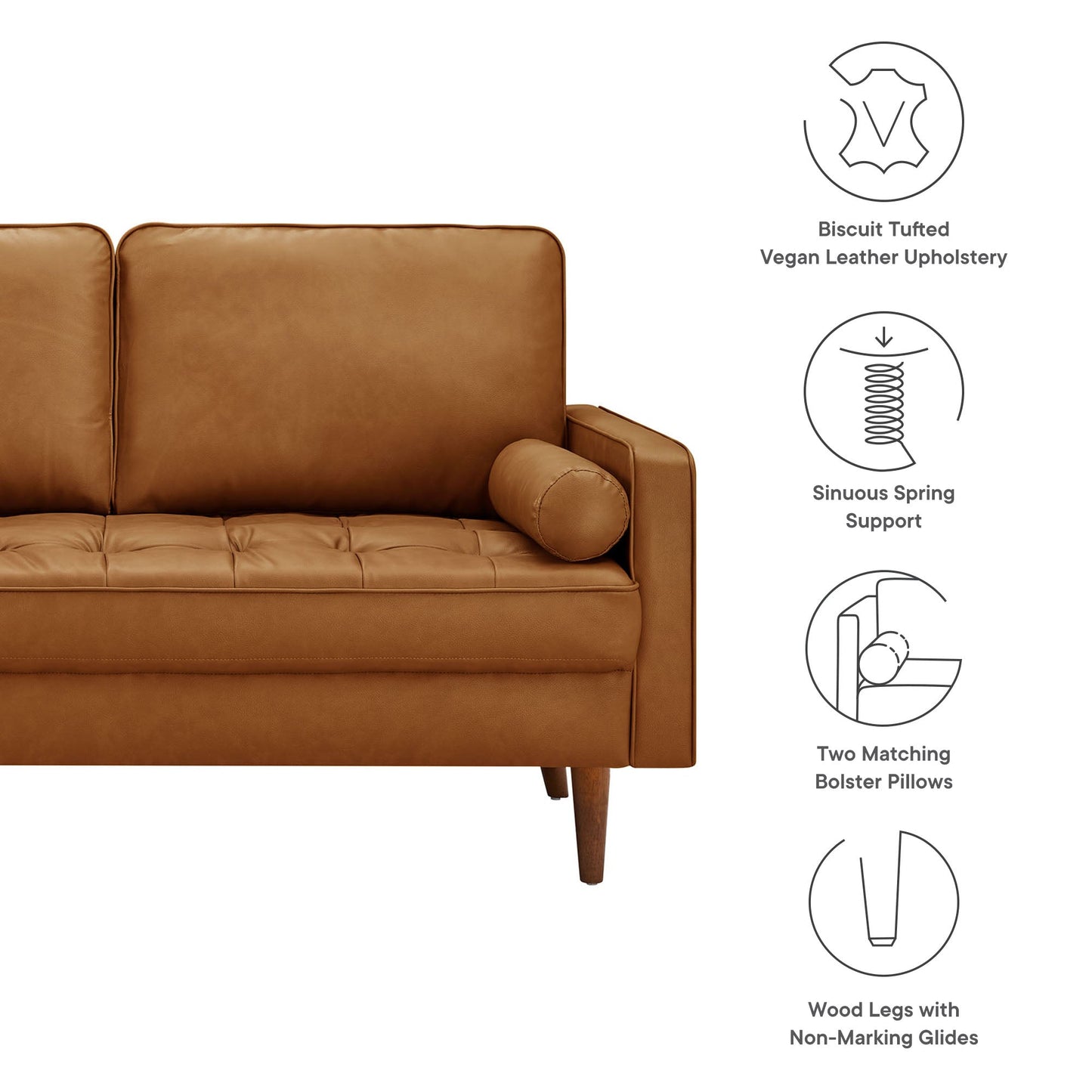 Valour Tufted Vegan Leather Loveseat by Modway EEI-6972-TAN