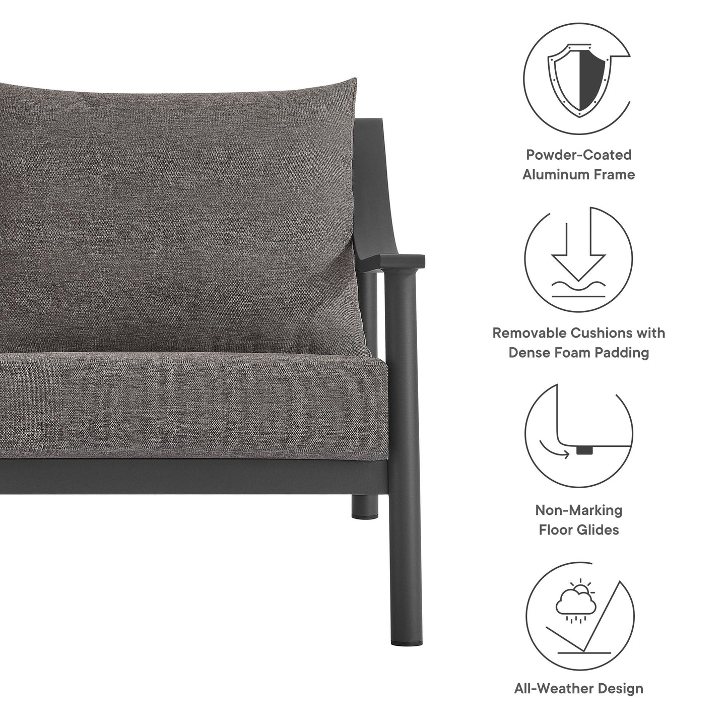Terrace Outdoor Patio Aluminum Accent Armchair by Modway EEI-6976-CAR-GPH