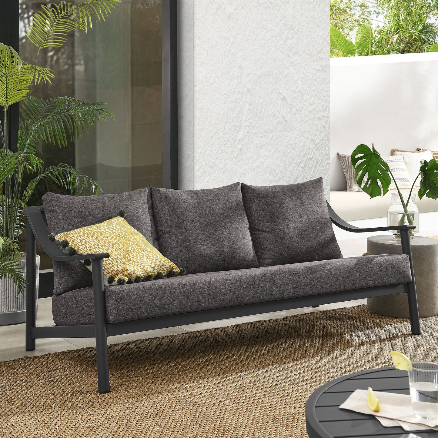 Terrace Outdoor Patio Aluminum Sofa by Modway EEI-6977-CAR-GPH