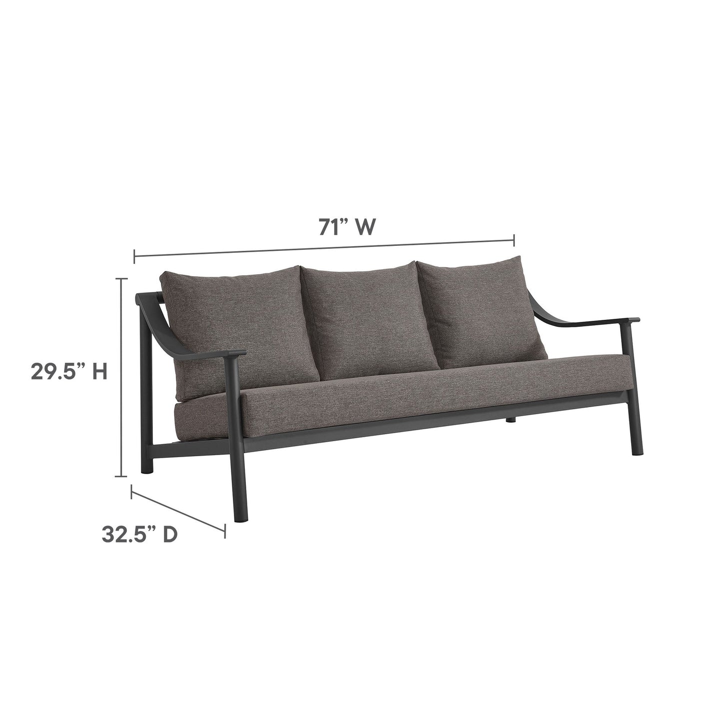 Terrace Outdoor Patio Aluminum Sofa by Modway EEI-6977-CAR-GPH