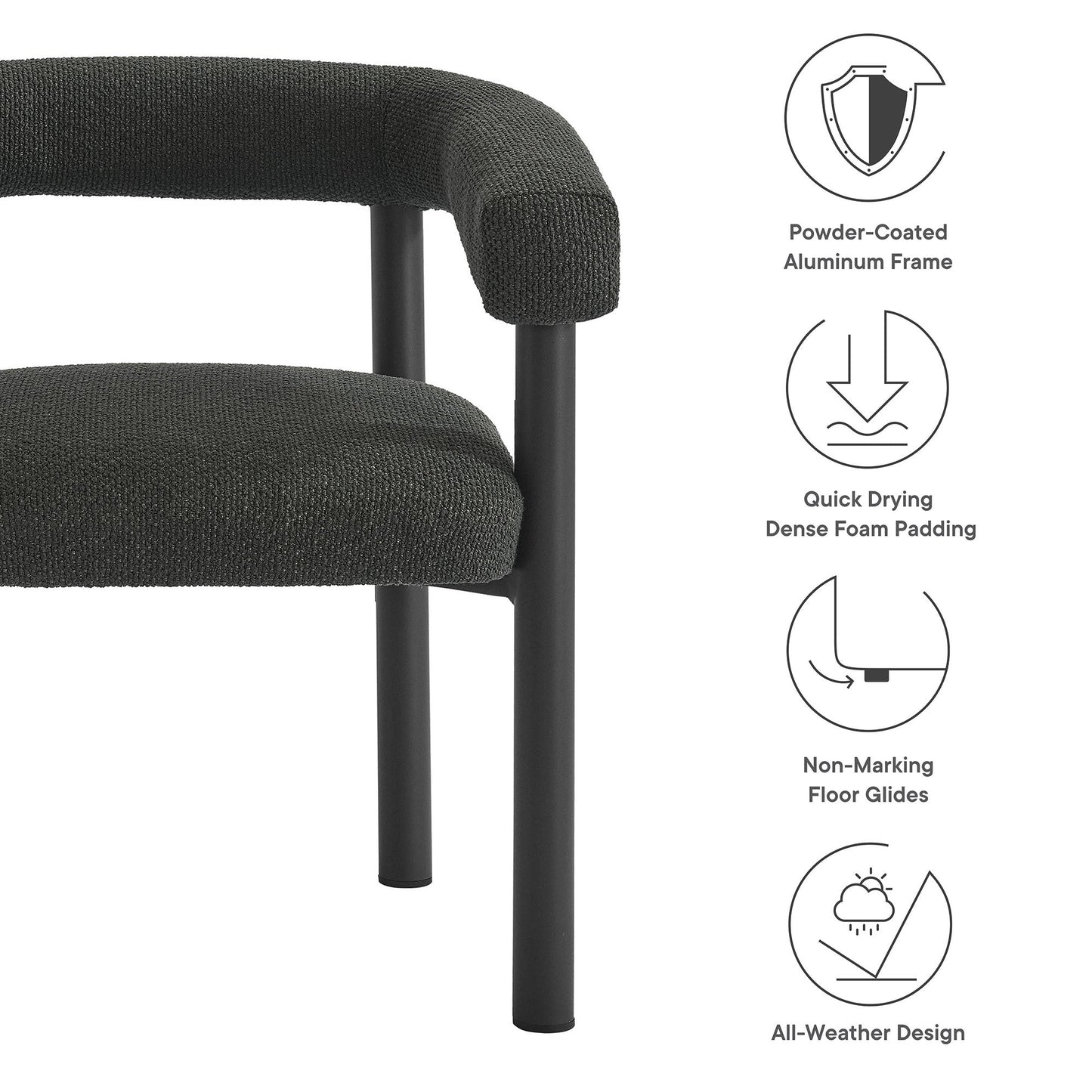 Nautica 7-Piece Rectangular Outdoor Patio Aluminum Dining Table and Chairs Set by Modway