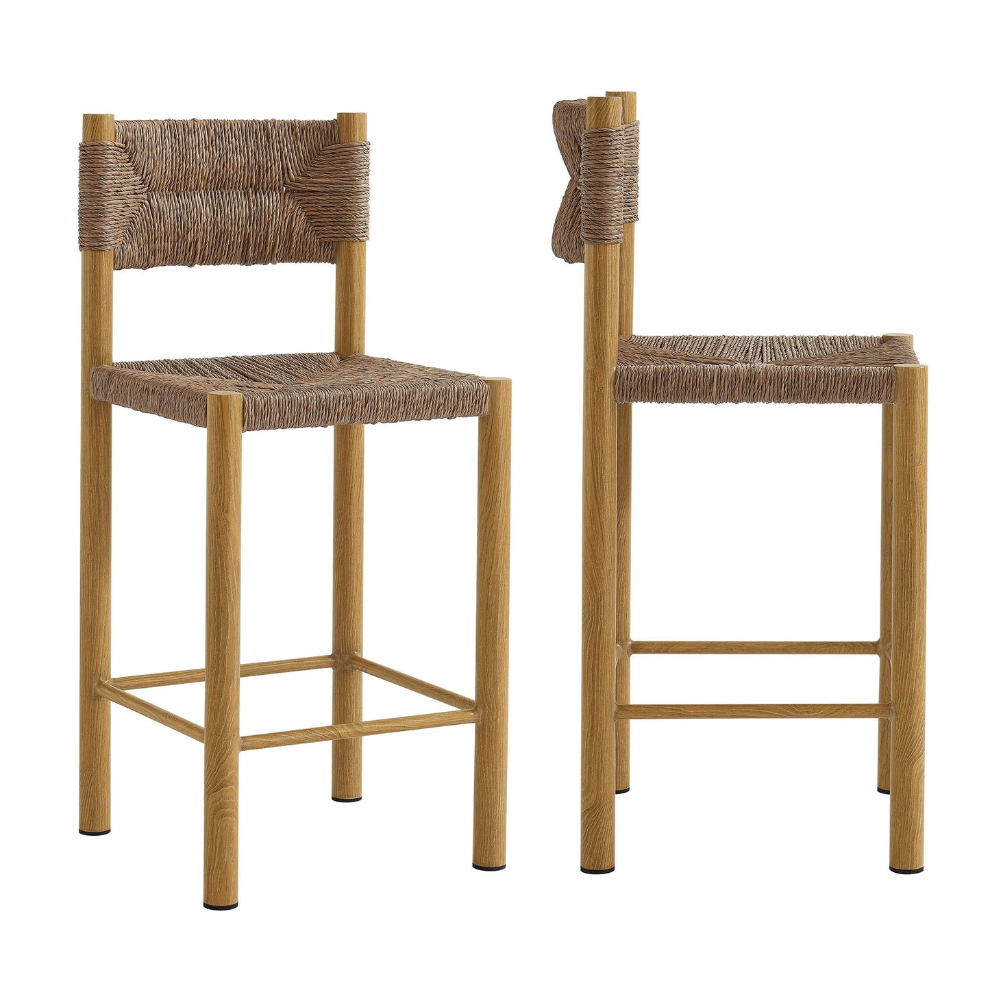 Parkland Outdoor Patio Rattan and Aluminum Stools Set of 2 by Modway