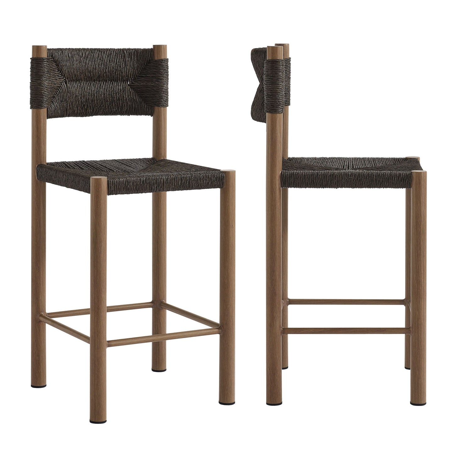 Parkland Outdoor Patio Rattan and Aluminum Stools Set of 2 by Modway