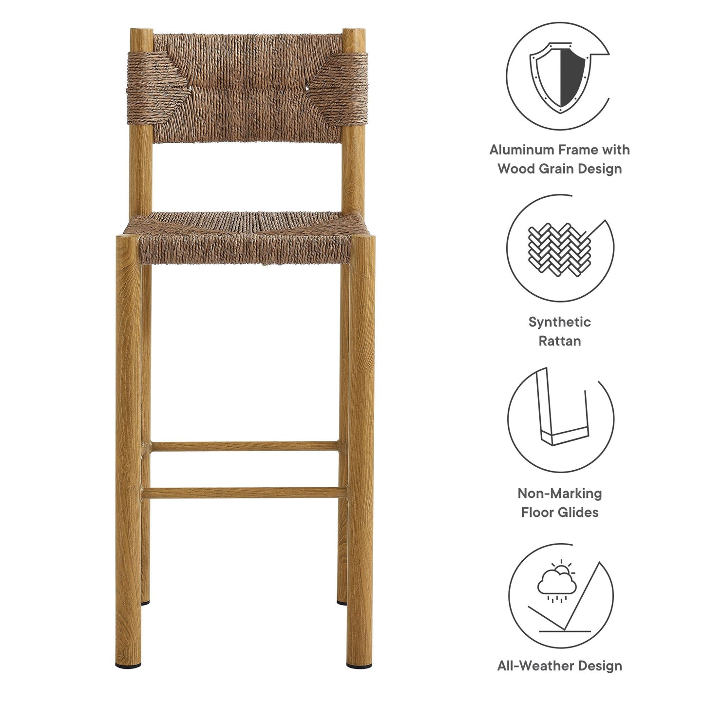 Parkland Outdoor Patio Rattan and Aluminum Stools Set of 2 by Modway