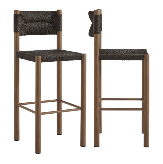 Parkland Outdoor Patio Rattan and Aluminum Stools Set of 2 by Modway