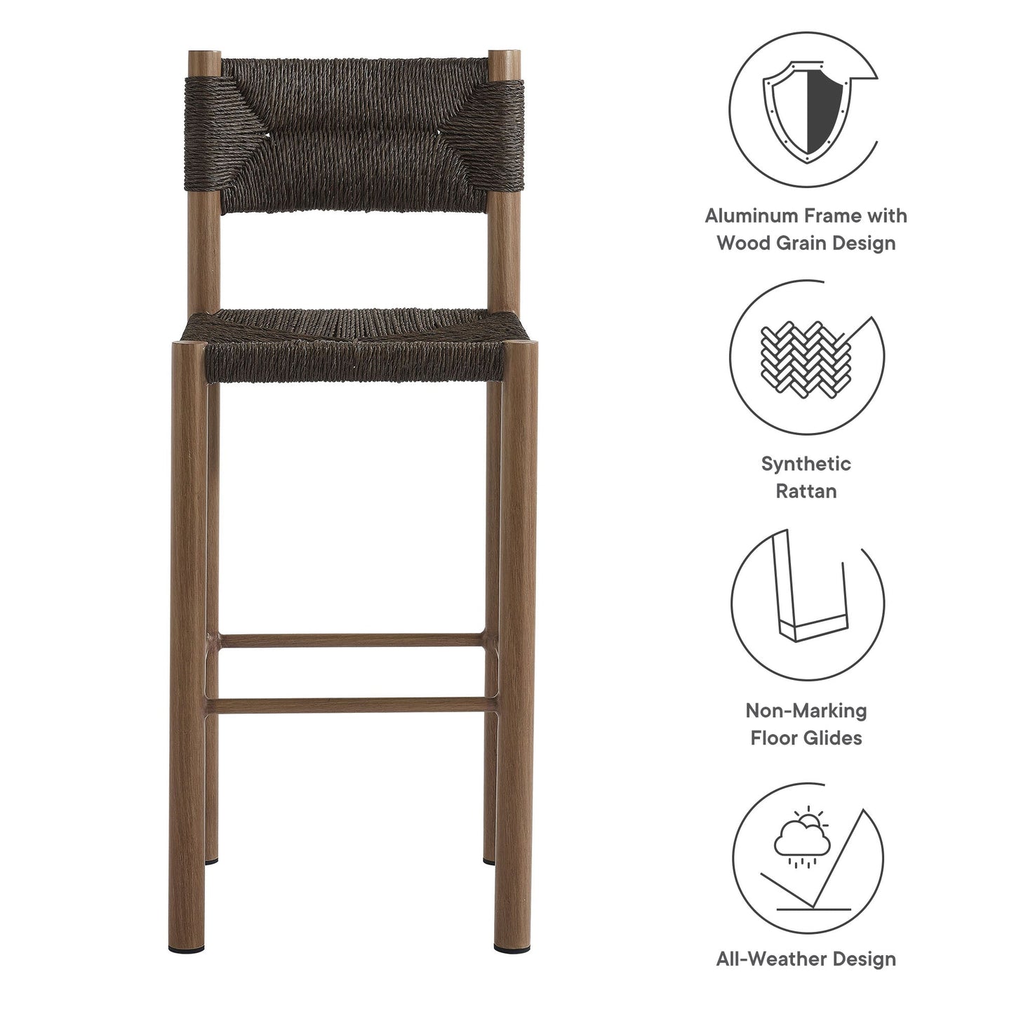 Parkland Outdoor Patio Rattan and Aluminum Stools Set of 2 by Modway