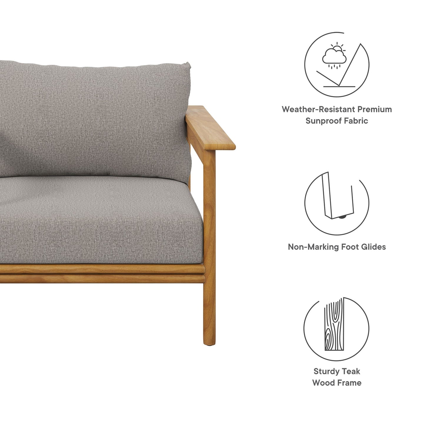 Wren Outdoor Patio Teak Wood Armchair by Modway EEI-7007-NAT-DRI