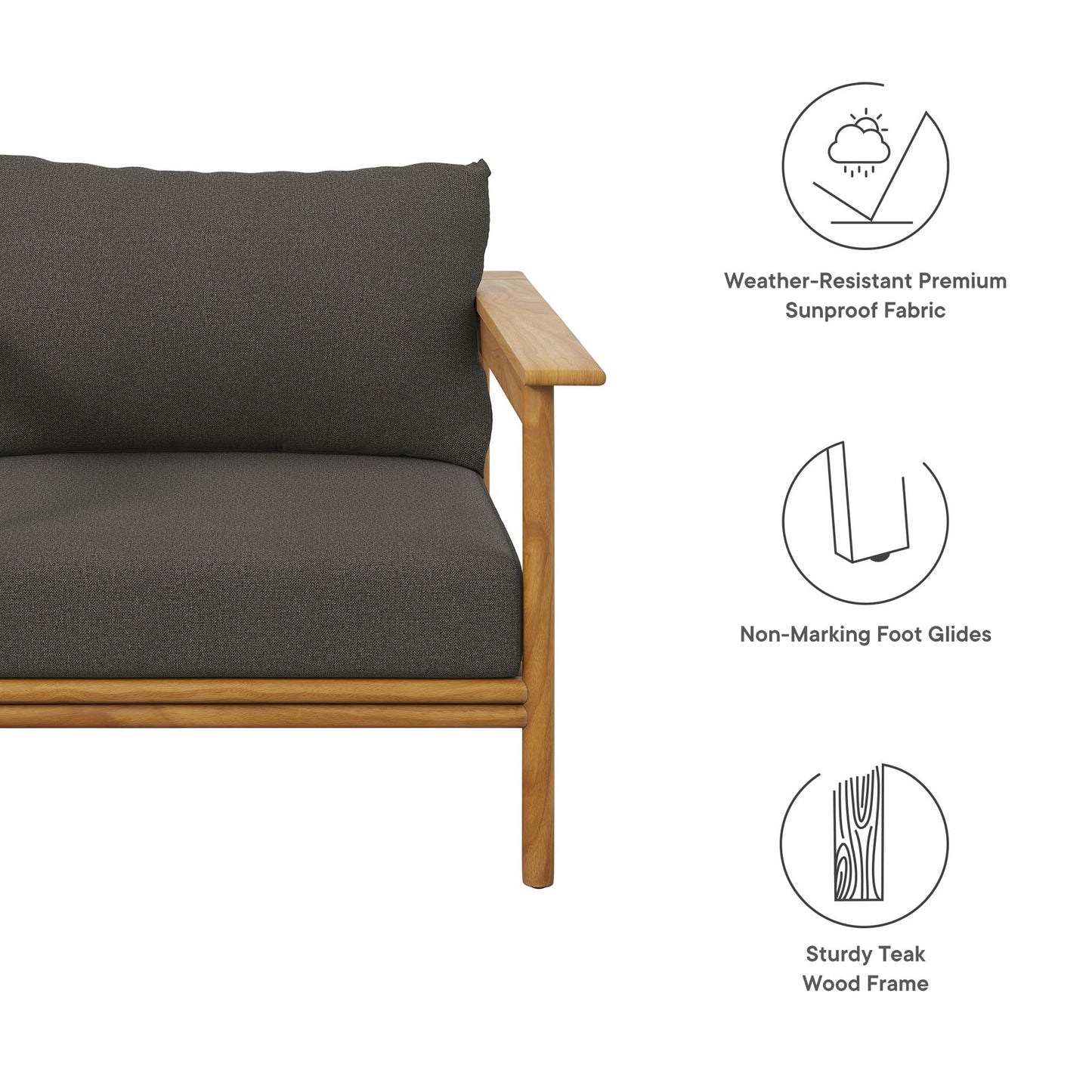 Wren Outdoor Patio Teak Wood Armchair by Modway EEI-7007-NAT-FLI