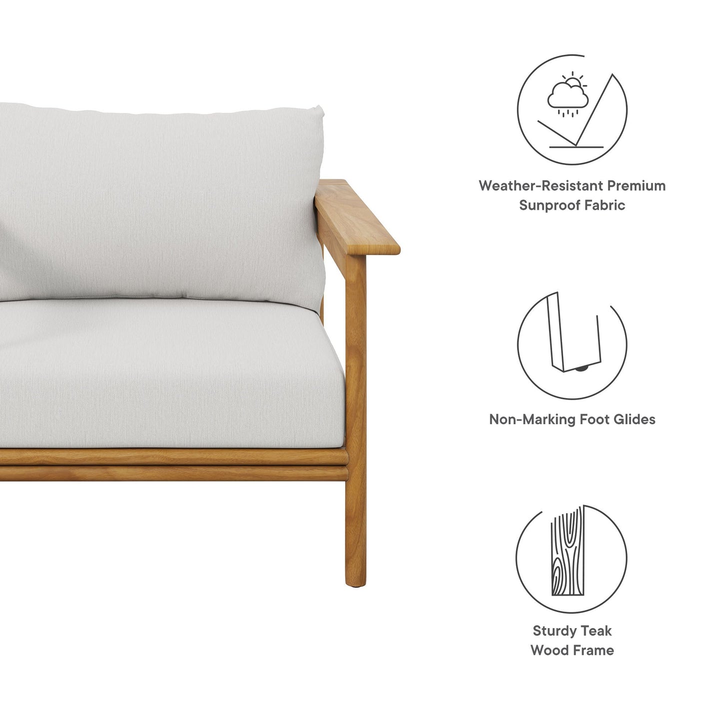 Wren Outdoor Patio Teak Wood Armchair by Modway EEI-7007-NAT-SAI