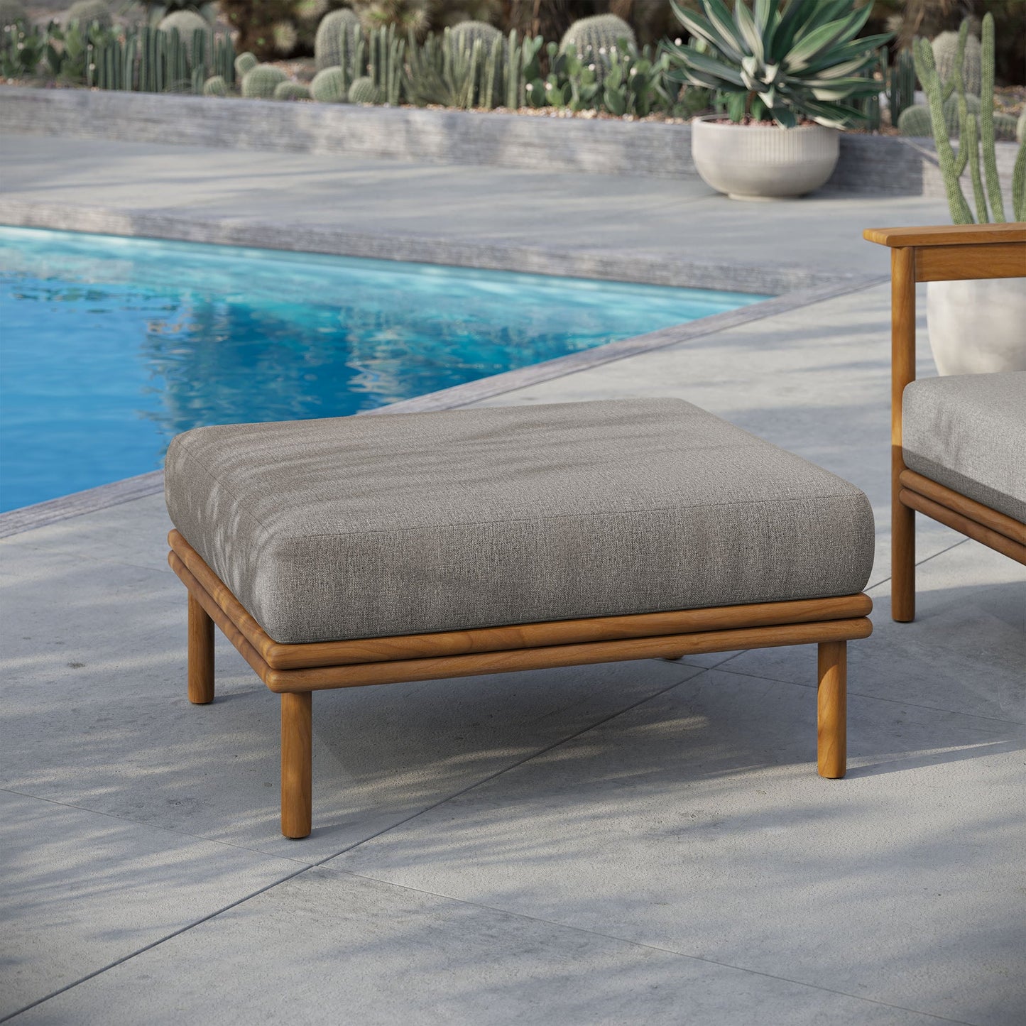 Wren Outdoor Patio Teak Wood Ottoman by Modway EEI-7009-NAT-DRI