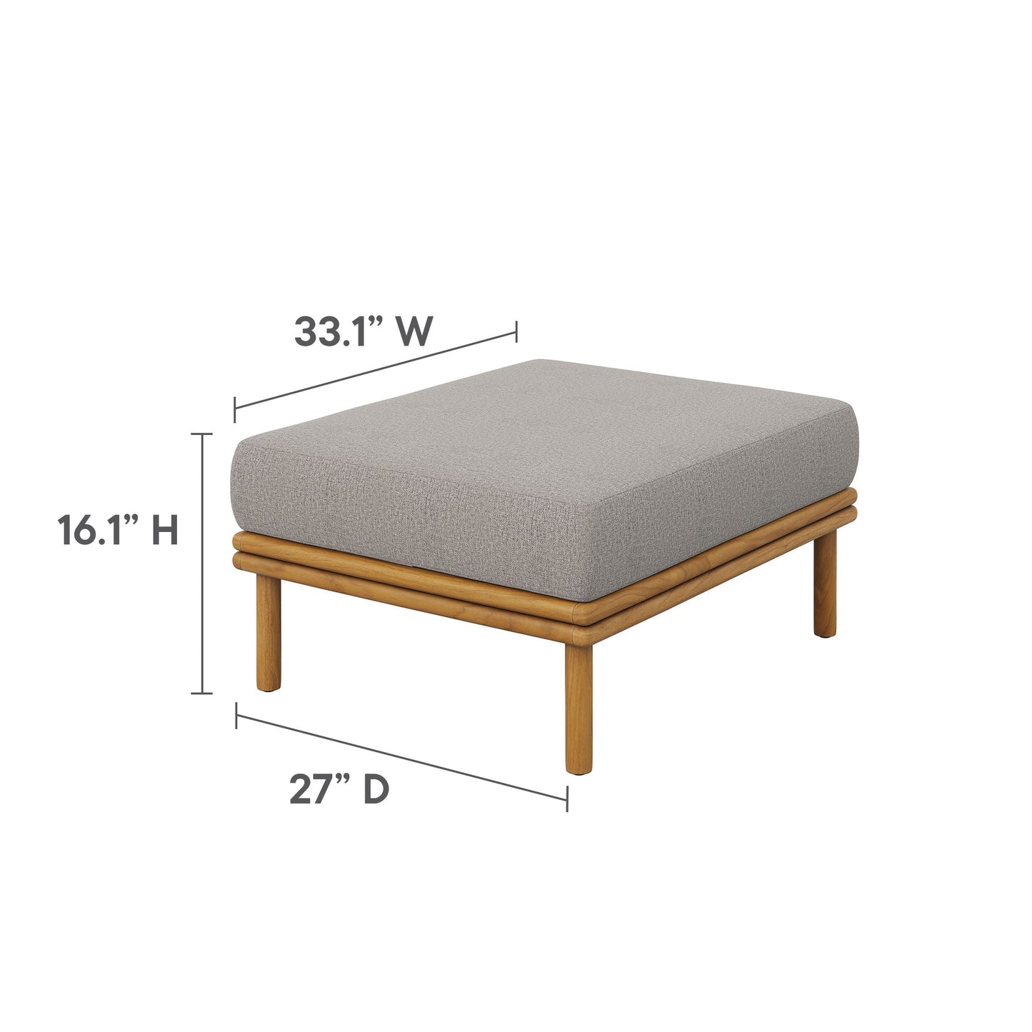 Wren Outdoor Patio Teak Wood Ottoman by Modway EEI-7009-NAT-DRI