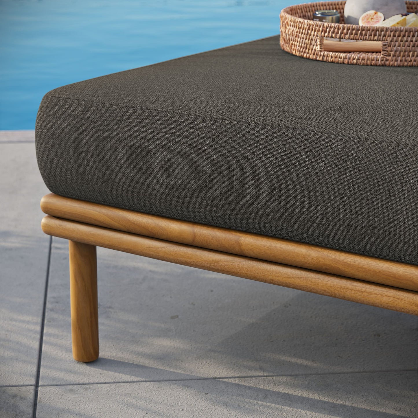 Wren Outdoor Patio Teak Wood Ottoman by Modway EEI-7009-NAT-FLI