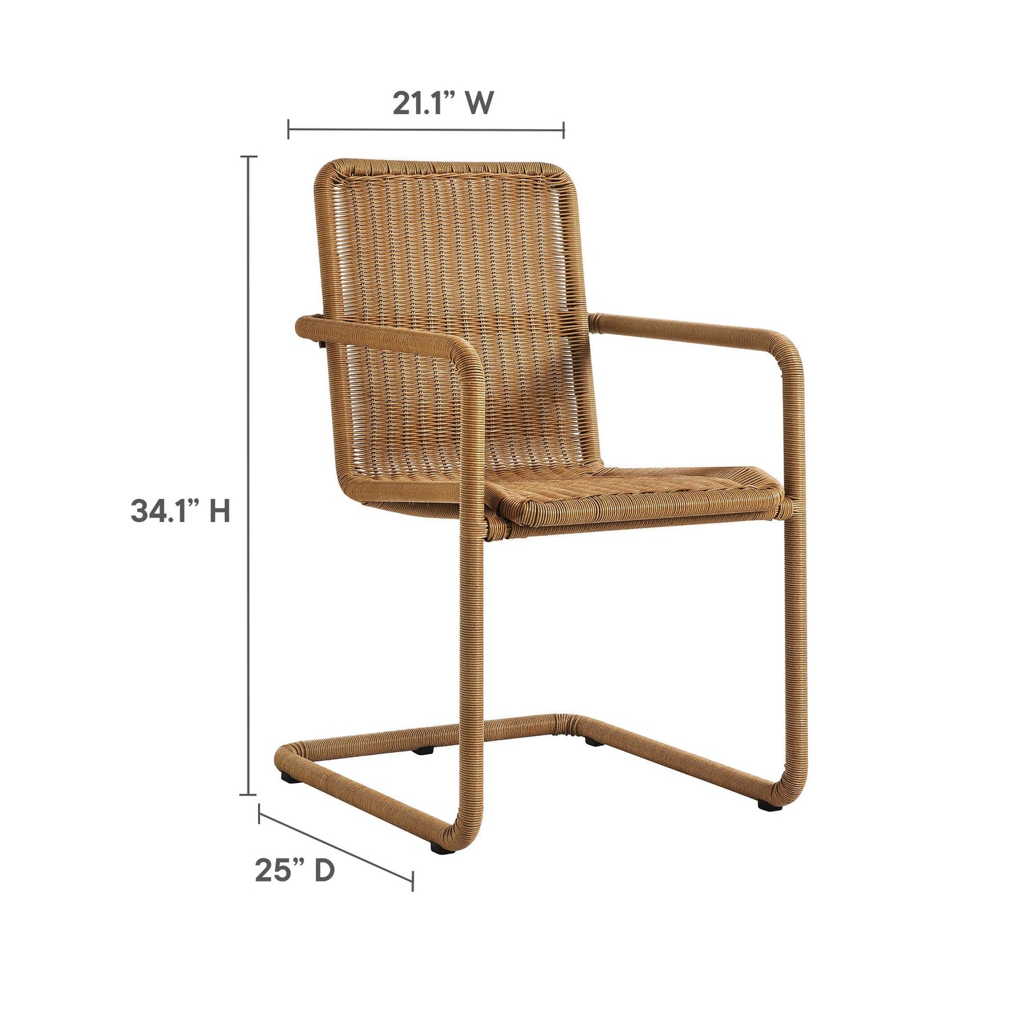 Abacus and Parkland 7-Piece Rectangular Outdoor Patio Dining Table Set with Rattan Armchairs by Modway