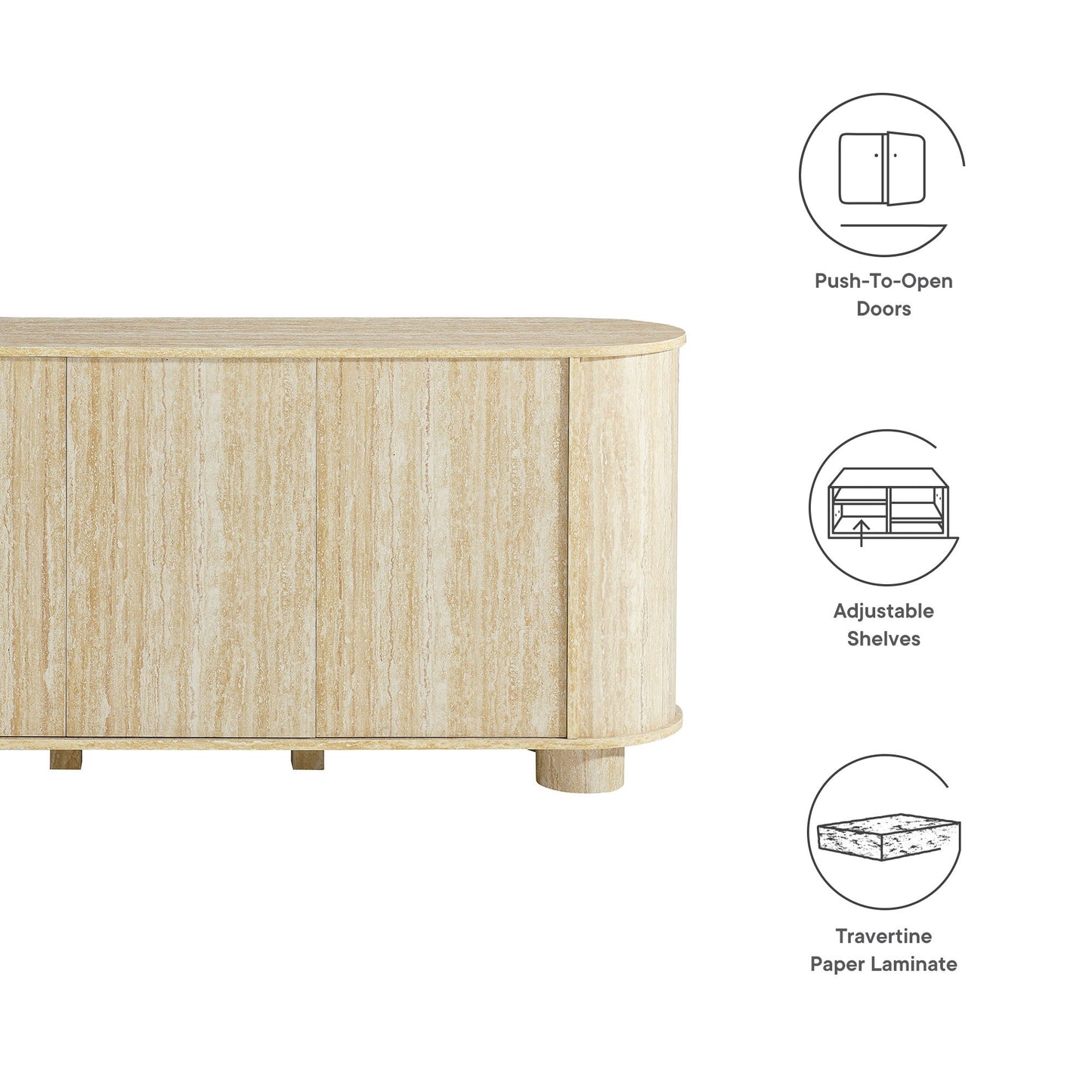 Overture 63” Oval Faux Travertine Sideboard by Modway EEI-7015-TRA