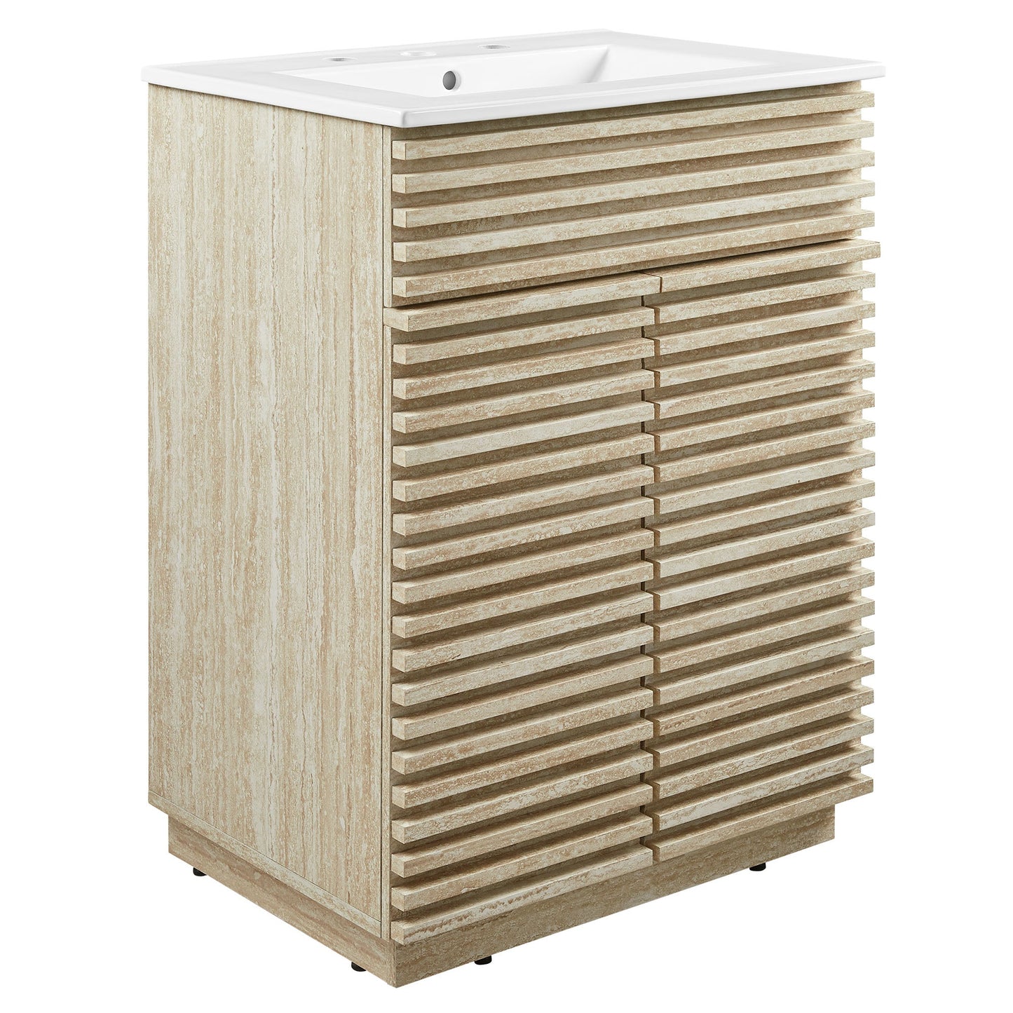 Render Faux Travertine Bathroom Vanity with Sink by Modway