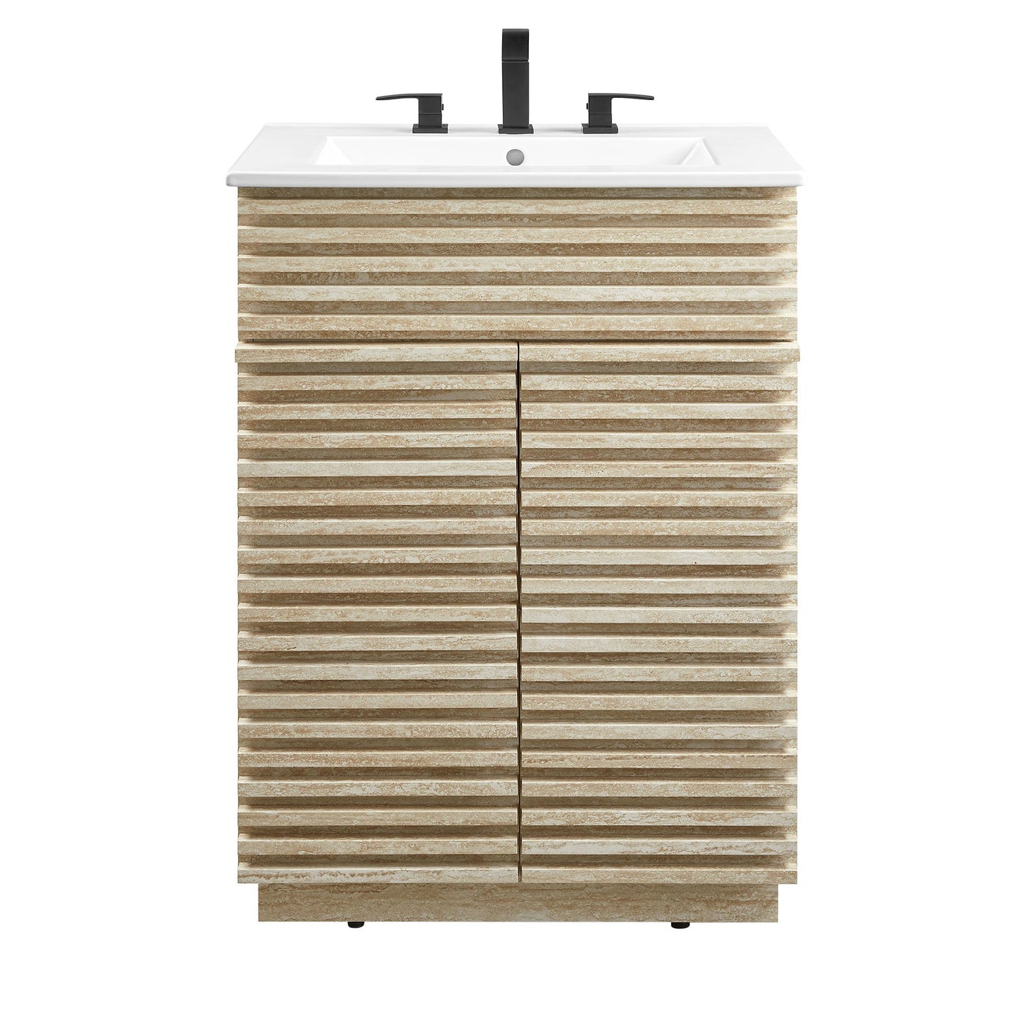 Render Faux Travertine Bathroom Vanity with Sink by Modway