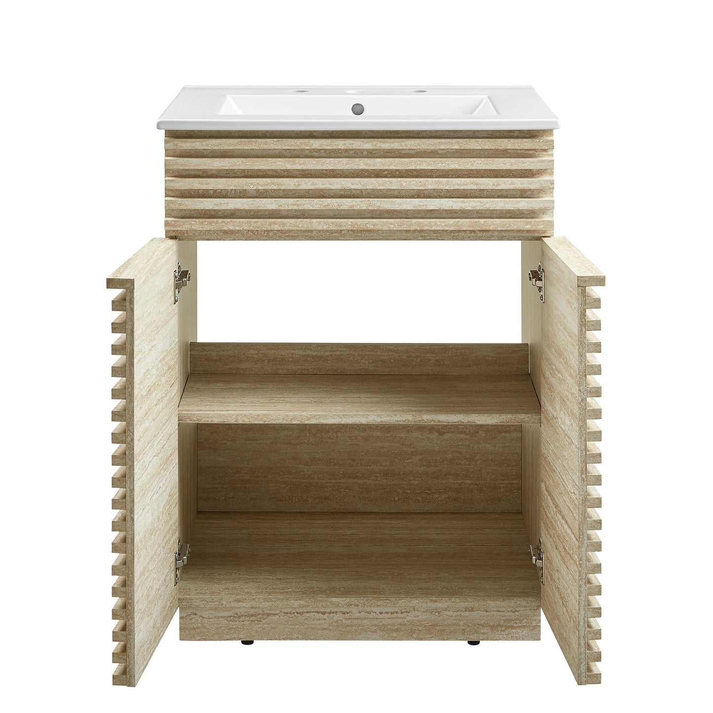 Render Faux Travertine Bathroom Vanity with Sink by Modway