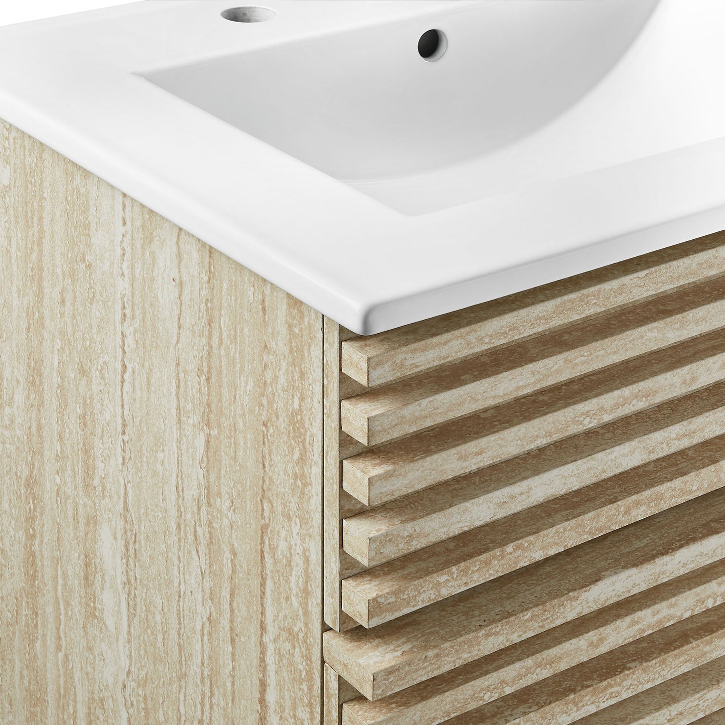 Render Faux Travertine Bathroom Vanity with Sink by Modway
