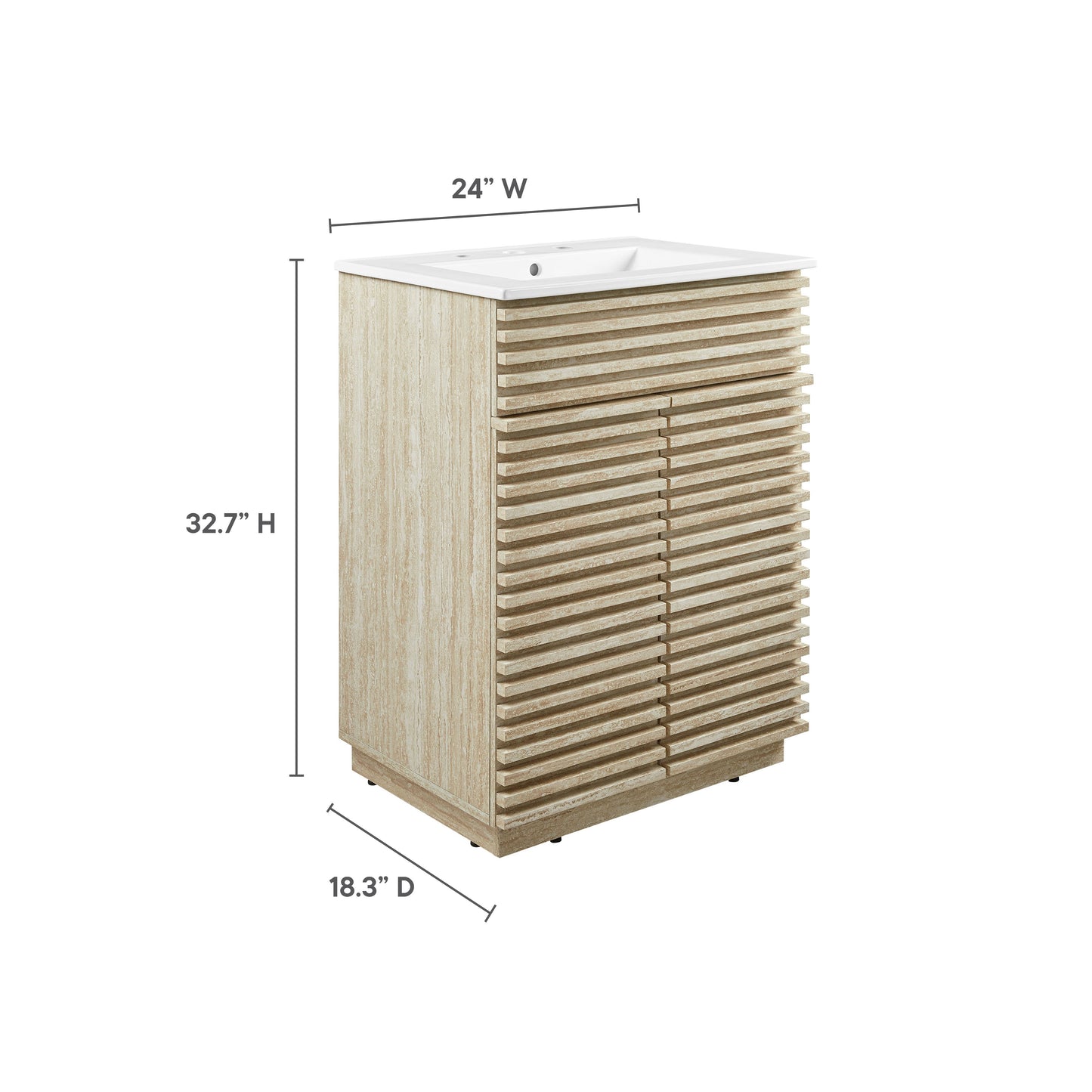 Render Faux Travertine Bathroom Vanity with Sink by Modway