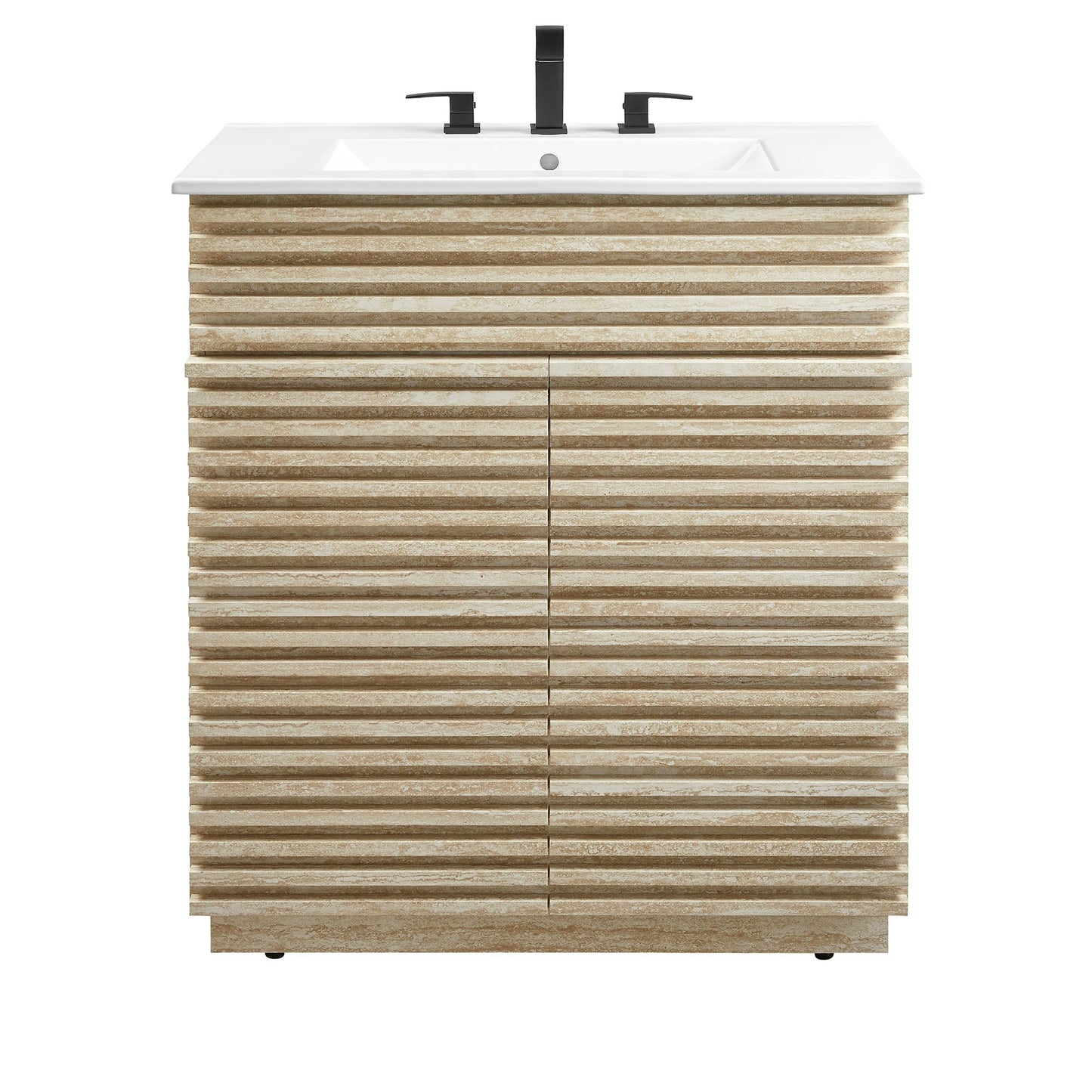 Render Faux Travertine Bathroom Vanity with Sink by Modway