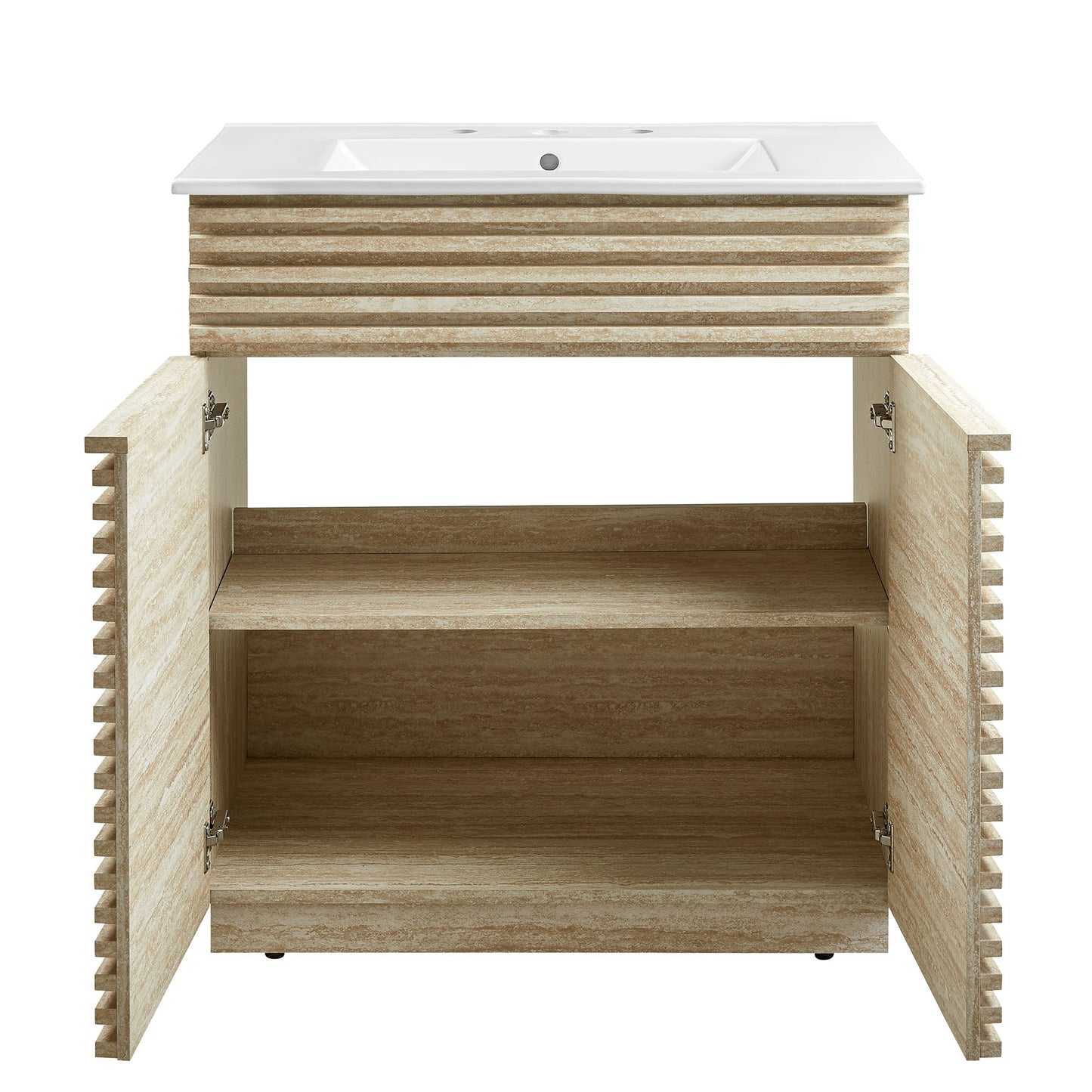 Render Faux Travertine Bathroom Vanity with Sink by Modway