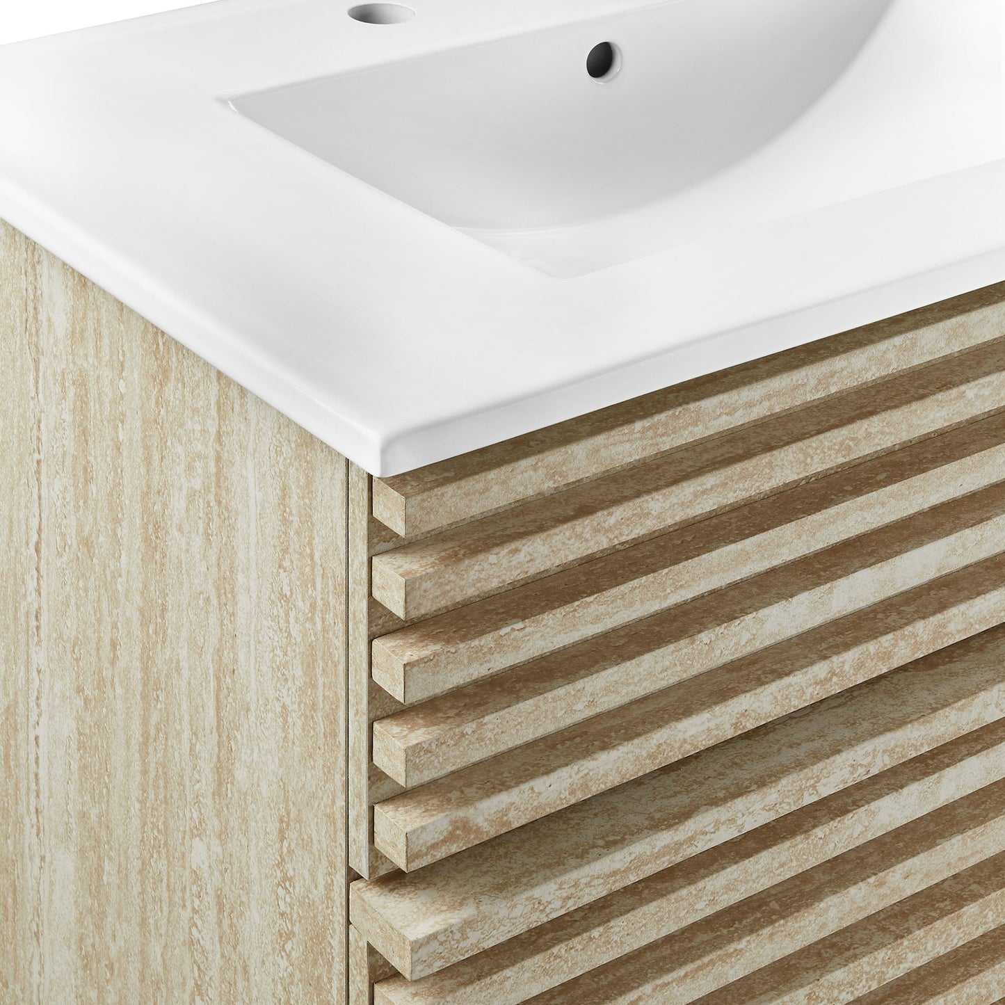 Render Faux Travertine Bathroom Vanity with Sink by Modway