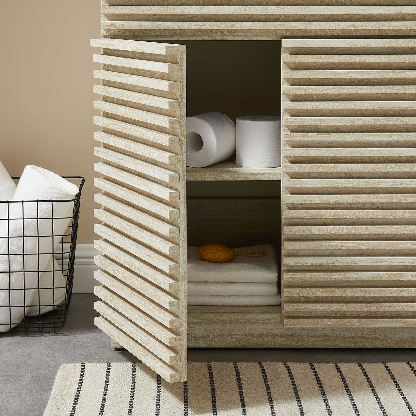 Render Faux Travertine Bathroom Vanity with Sink by Modway