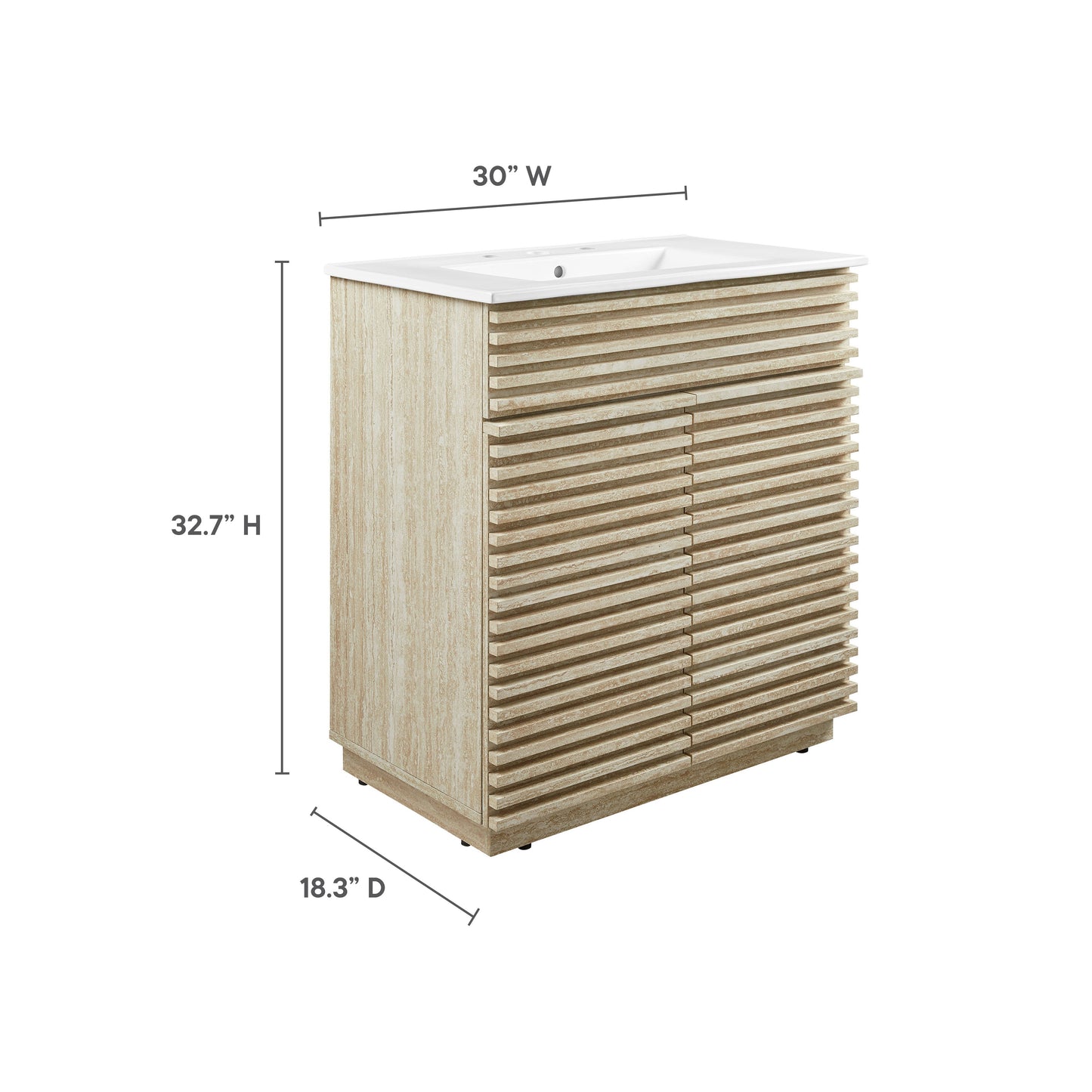 Render Faux Travertine Bathroom Vanity with Sink by Modway