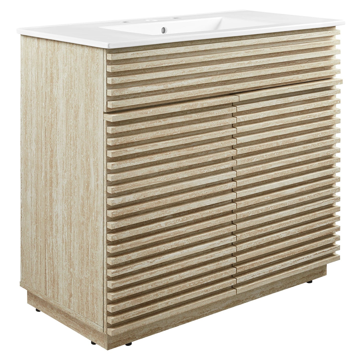 Render Faux Travertine Bathroom Vanity with Sink by Modway