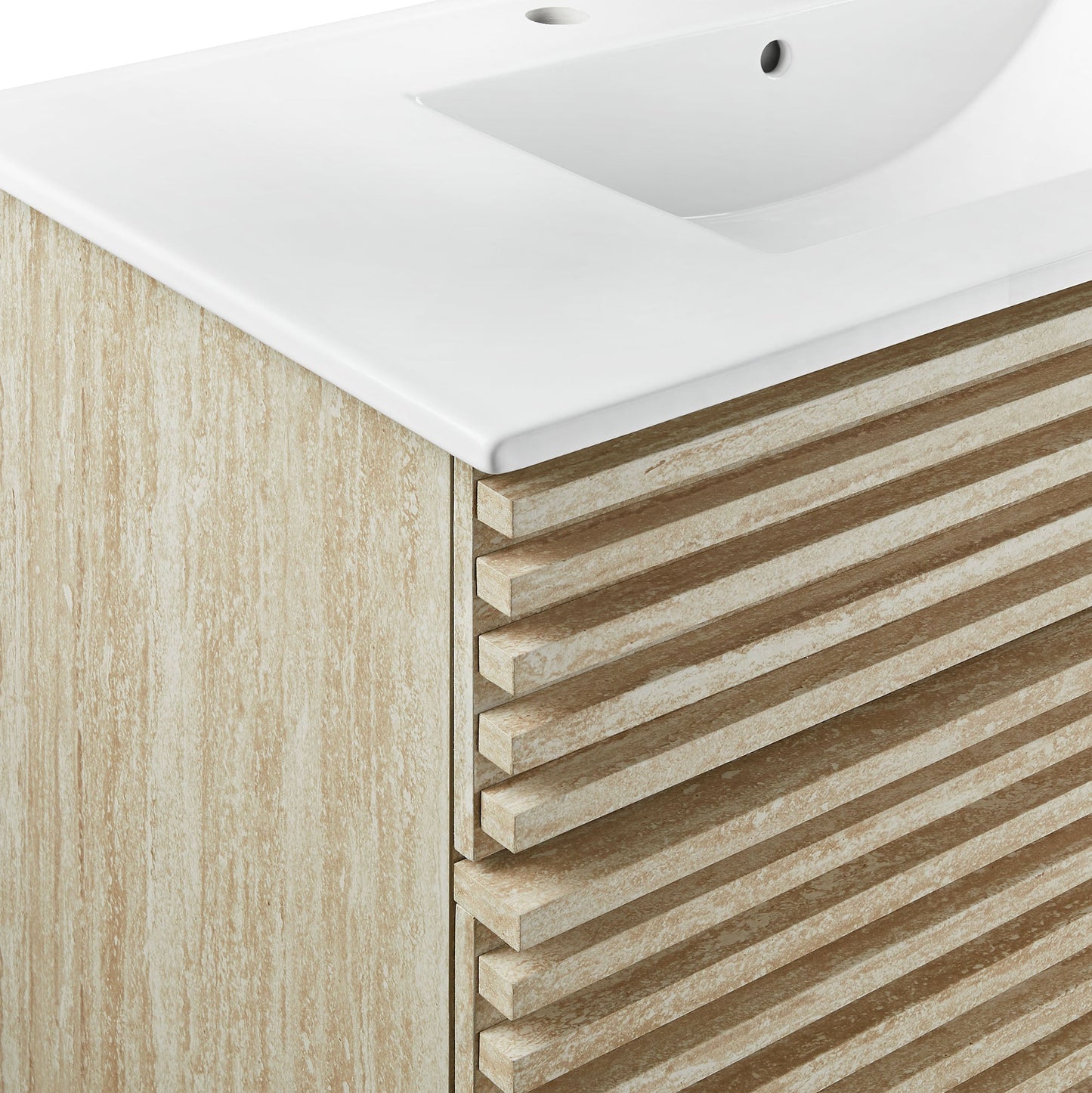 Render Faux Travertine Bathroom Vanity with Sink by Modway
