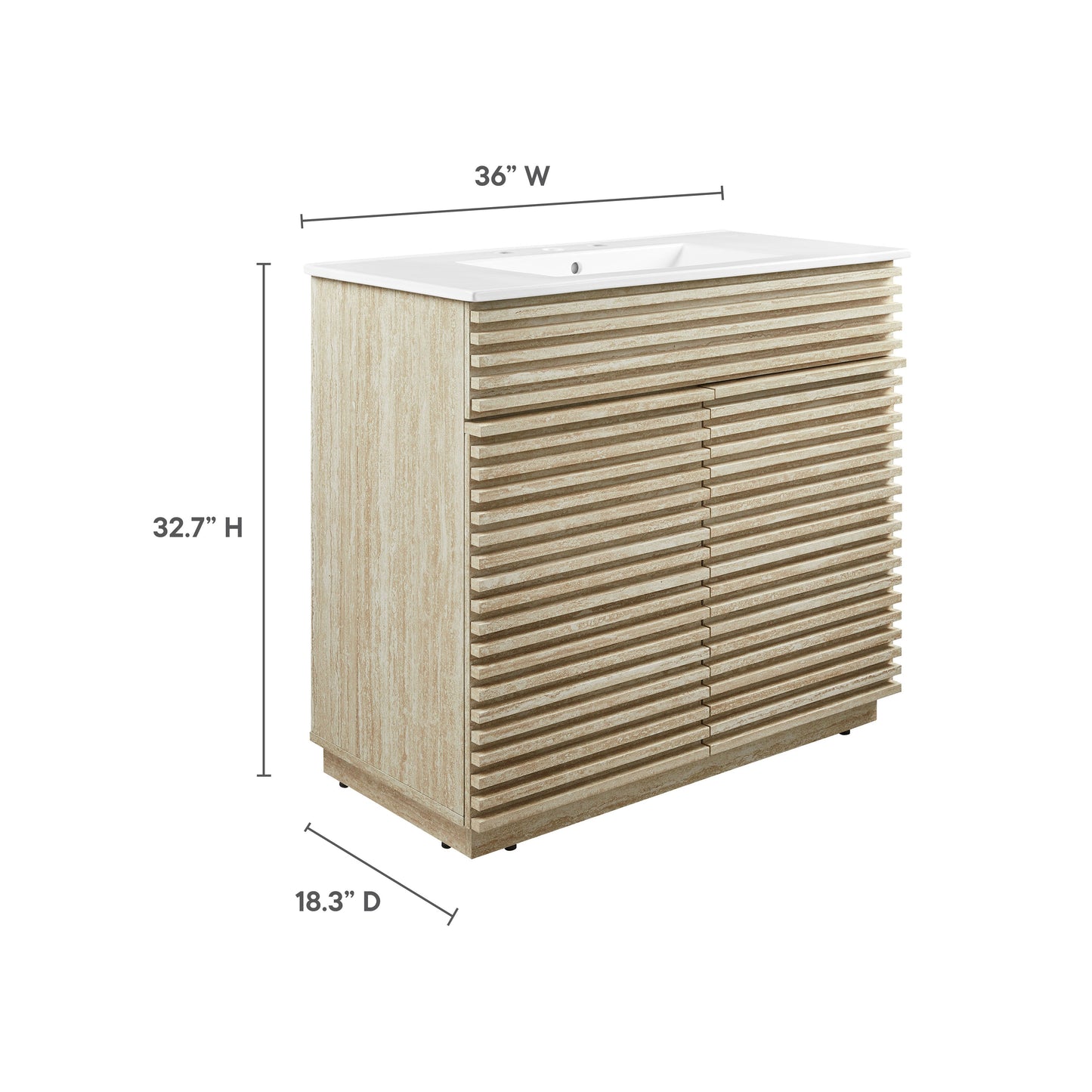 Render Faux Travertine Bathroom Vanity with Sink by Modway