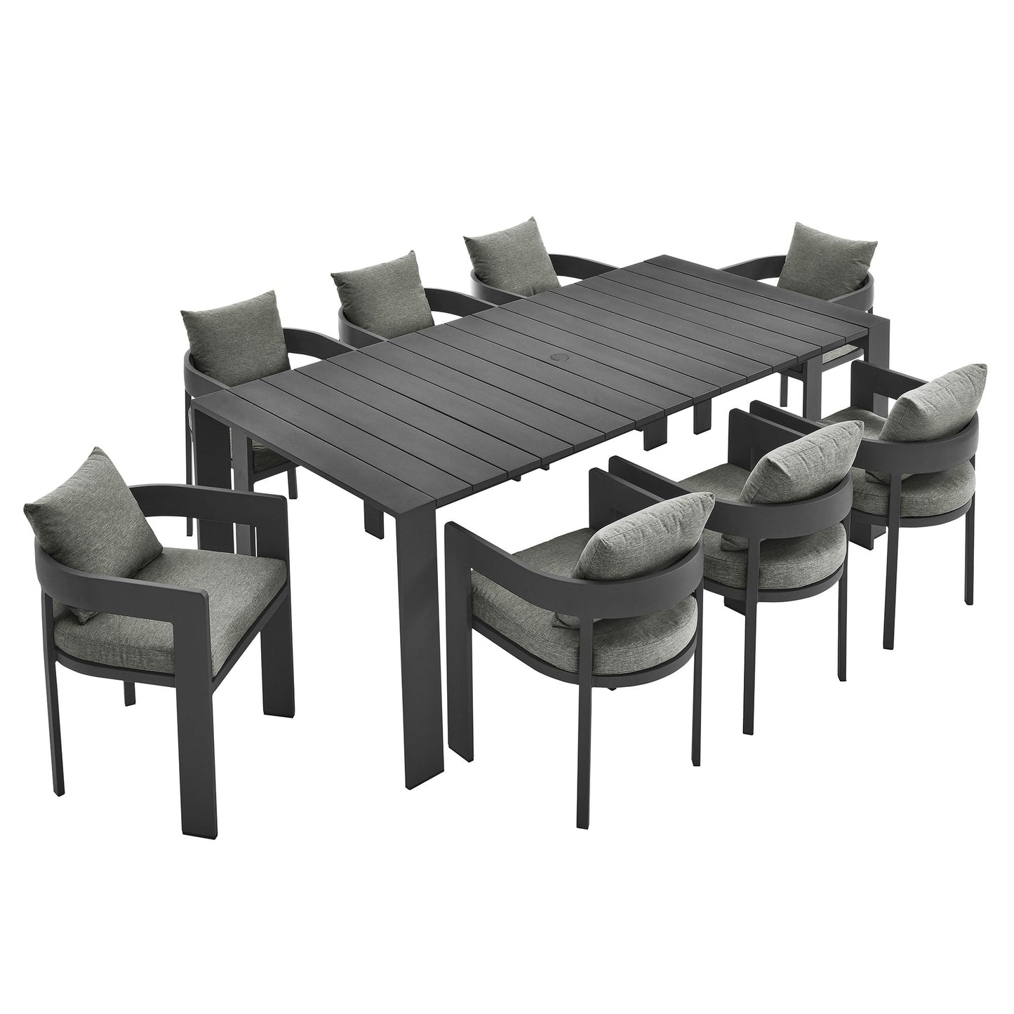 Tahoe 9-Piece Outdoor Patio Aluminum Dining Set by Modway EEI-7059-GRY-GRY-SET