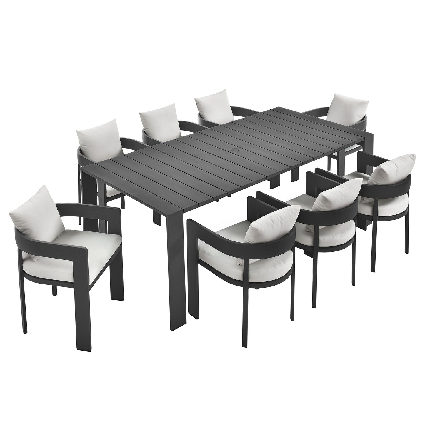 Tahoe 9-Piece Outdoor Patio Aluminum Dining Set by Modway EEI-7059-GRY-WHI-SET