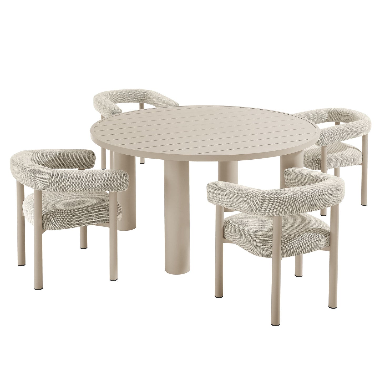 Nautica 5-Piece Round Outdoor Patio Aluminum Dining Table and Chairs Set by Modway
