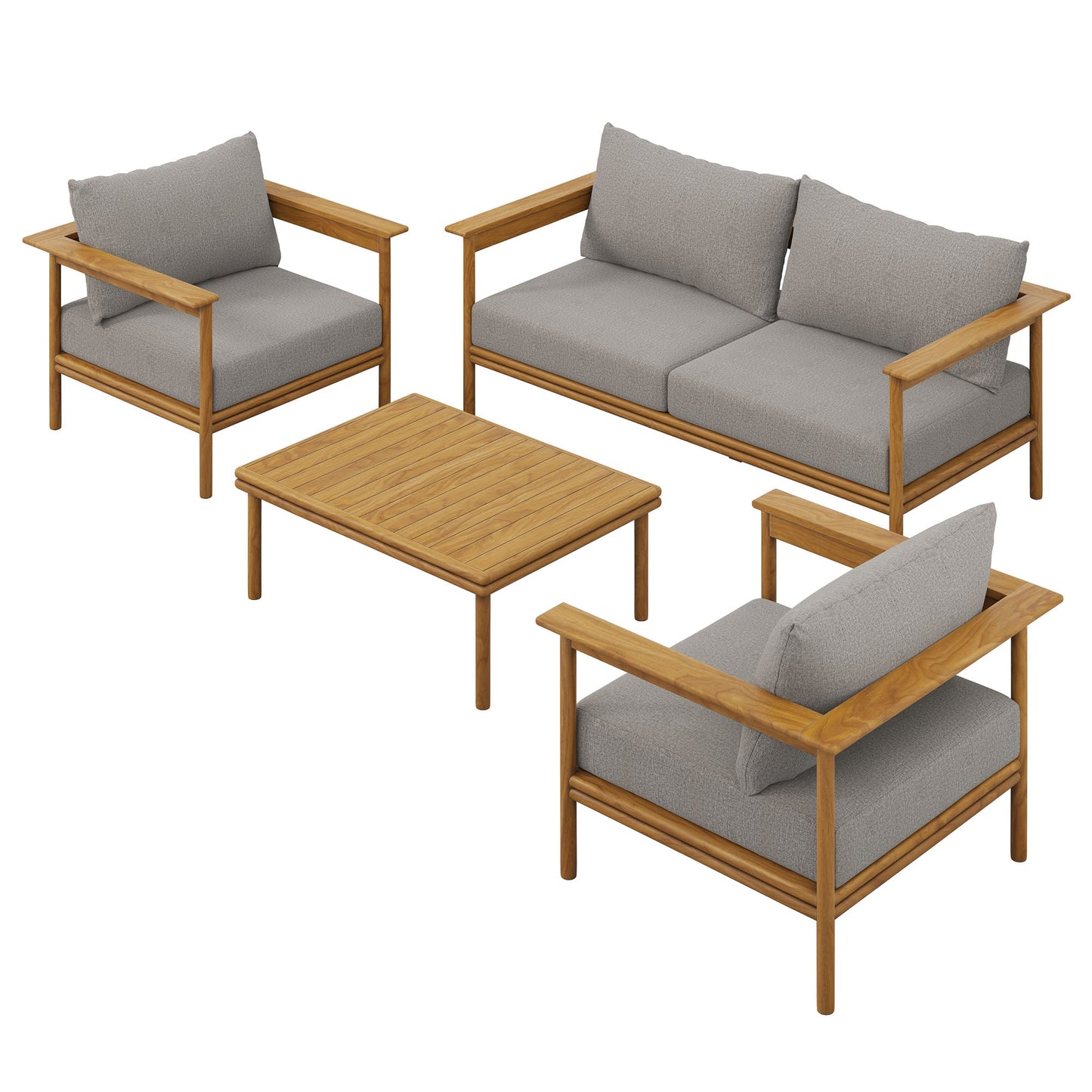Wren 4-Piece Outdoor Patio Teak Wood Furniture Set by Modway EEI-7065-NAT-DRI