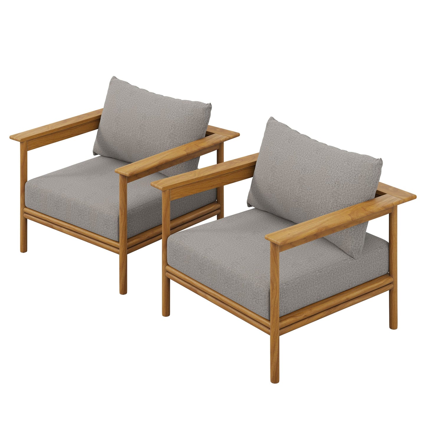 Wren Outdoor Patio Teak Wood Armchair Set of 2 by Modway EEI-7068-NAT-DRI