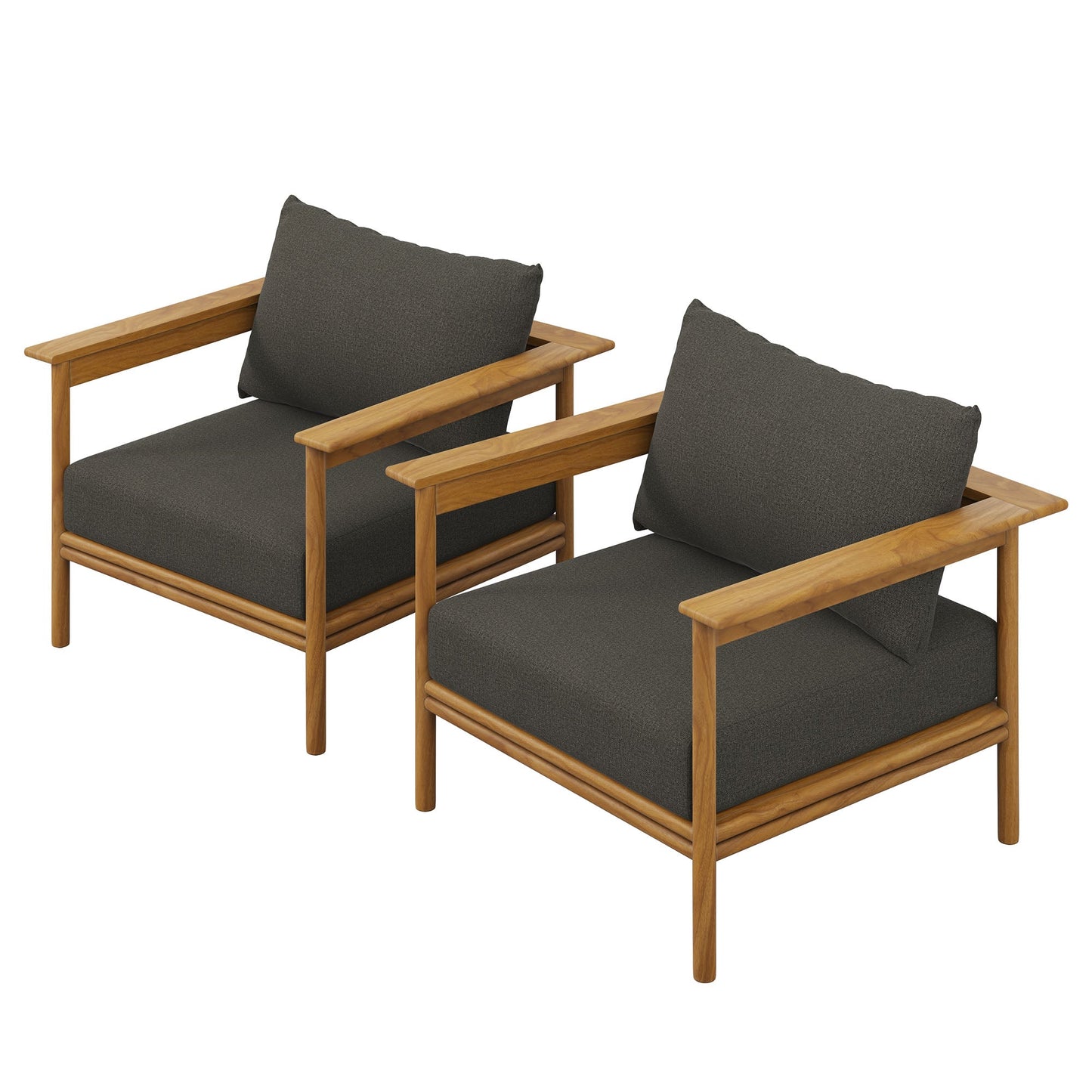 Wren Outdoor Patio Teak Wood Armchair Set of 2 by Modway EEI-7068-NAT-FLI