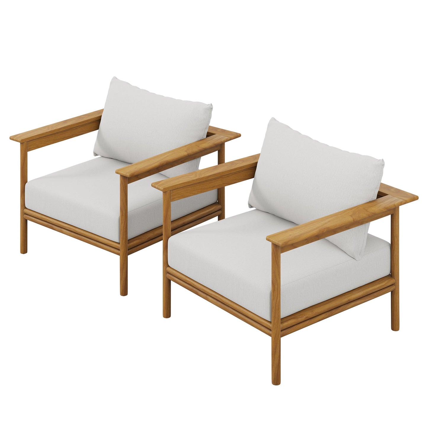 Wren Outdoor Patio Teak Wood Armchair Set of 2 by Modway EEI-7068-NAT-SAI